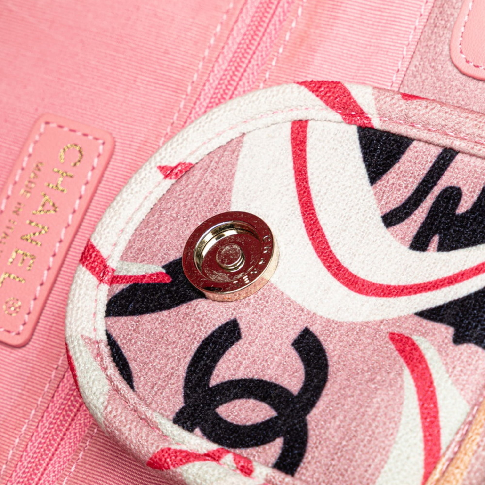 Chanel Multi-Color Pink Velvet Leather Handbag Pouch Tote Bag (Pre-Owned)