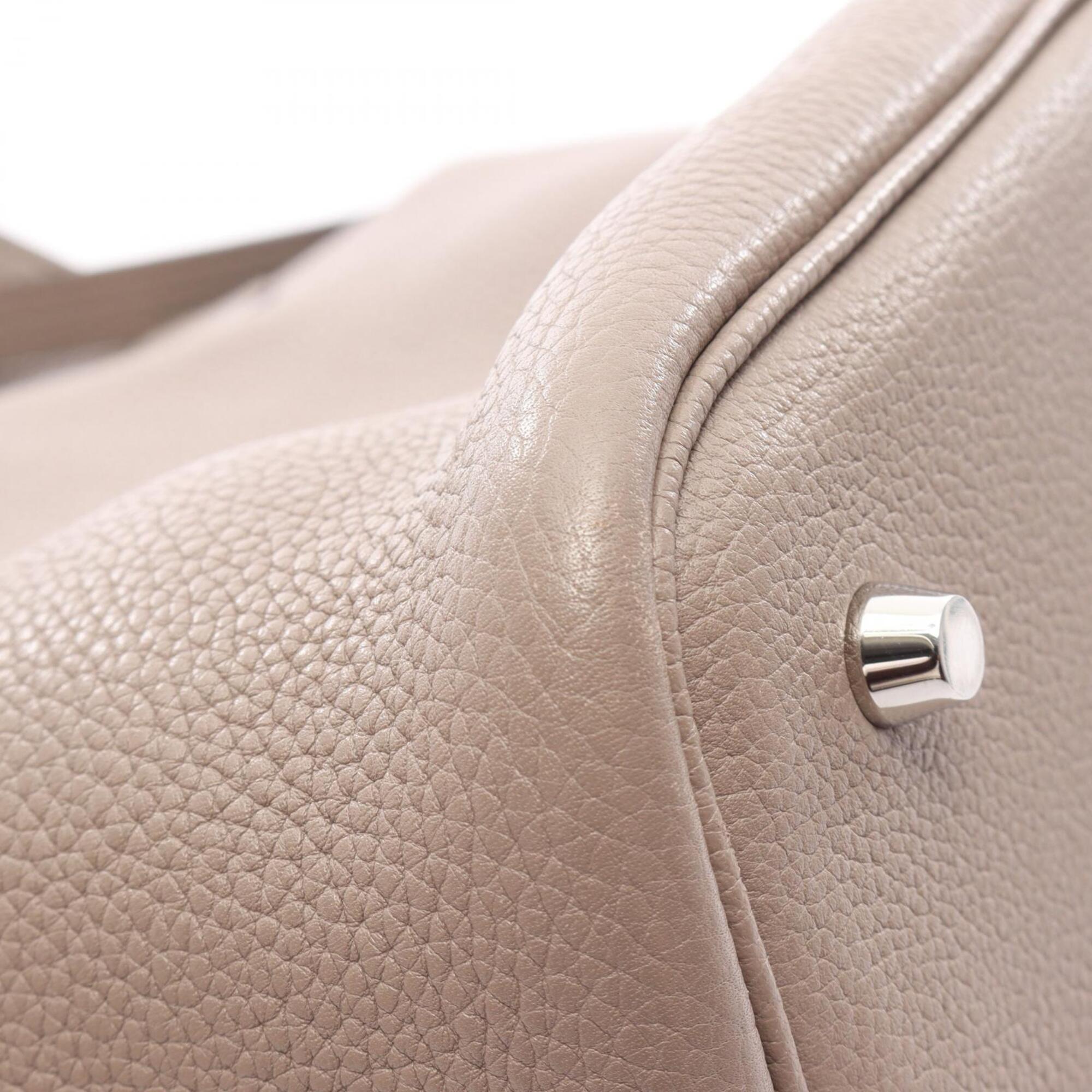 Hermes Beige Gris Tourterelle Taurillon Clemence Leather Handbag (Pre-Owned)