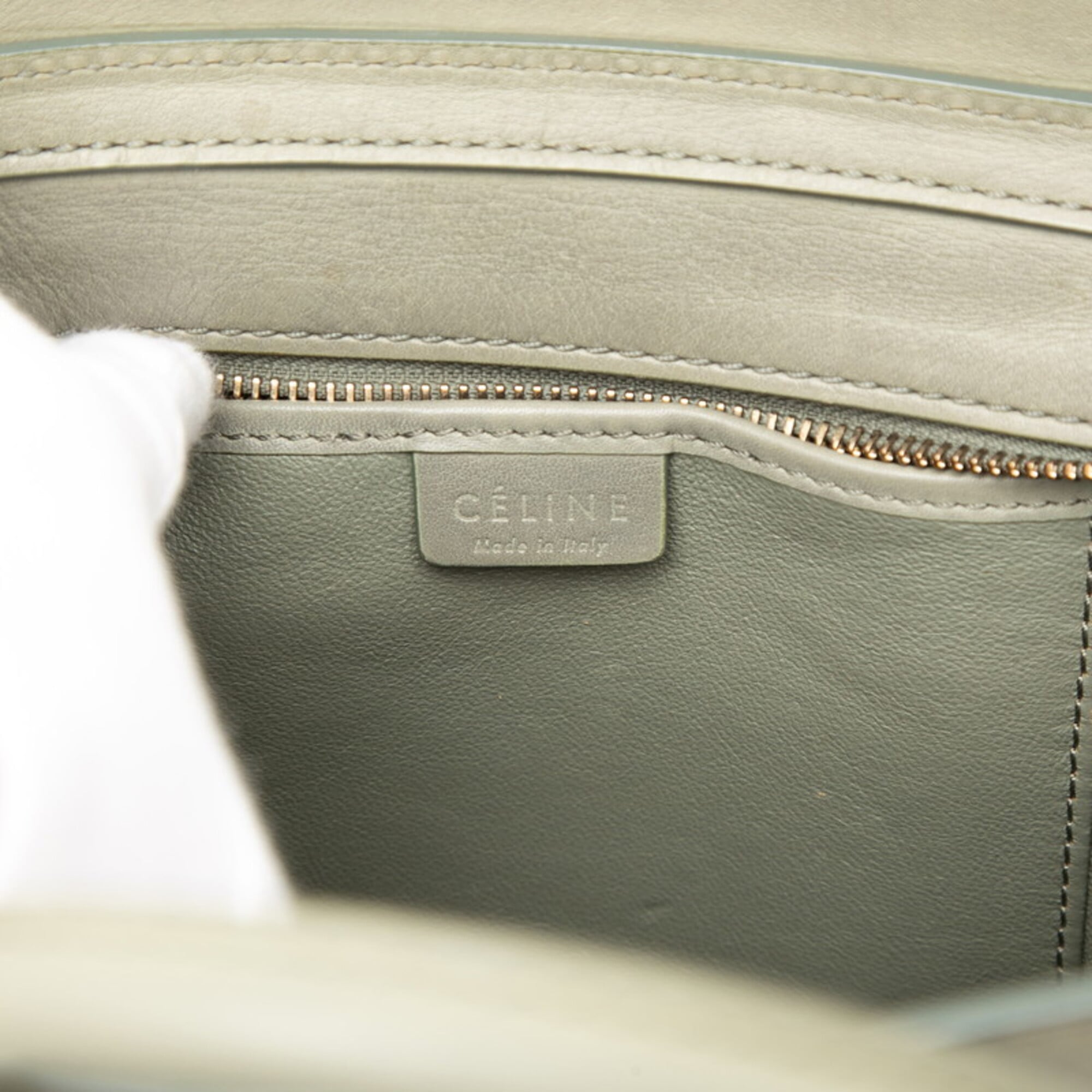 Celine Green Khaki Leather Handbag Shoulder Bag (Pre-Owned)