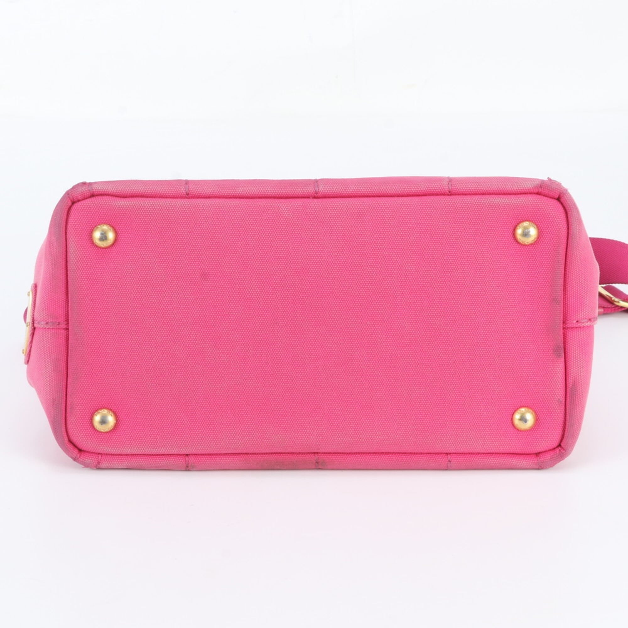 Prada Pink Leather Canvas Handbag Shoulder Bag Tote Bag (Pre-Owned)