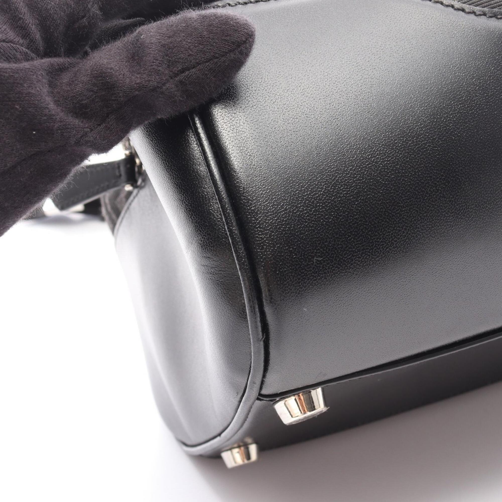 Fendi Black Gray Canvas Leather Boston Bag Handbag (Pre-Owned)