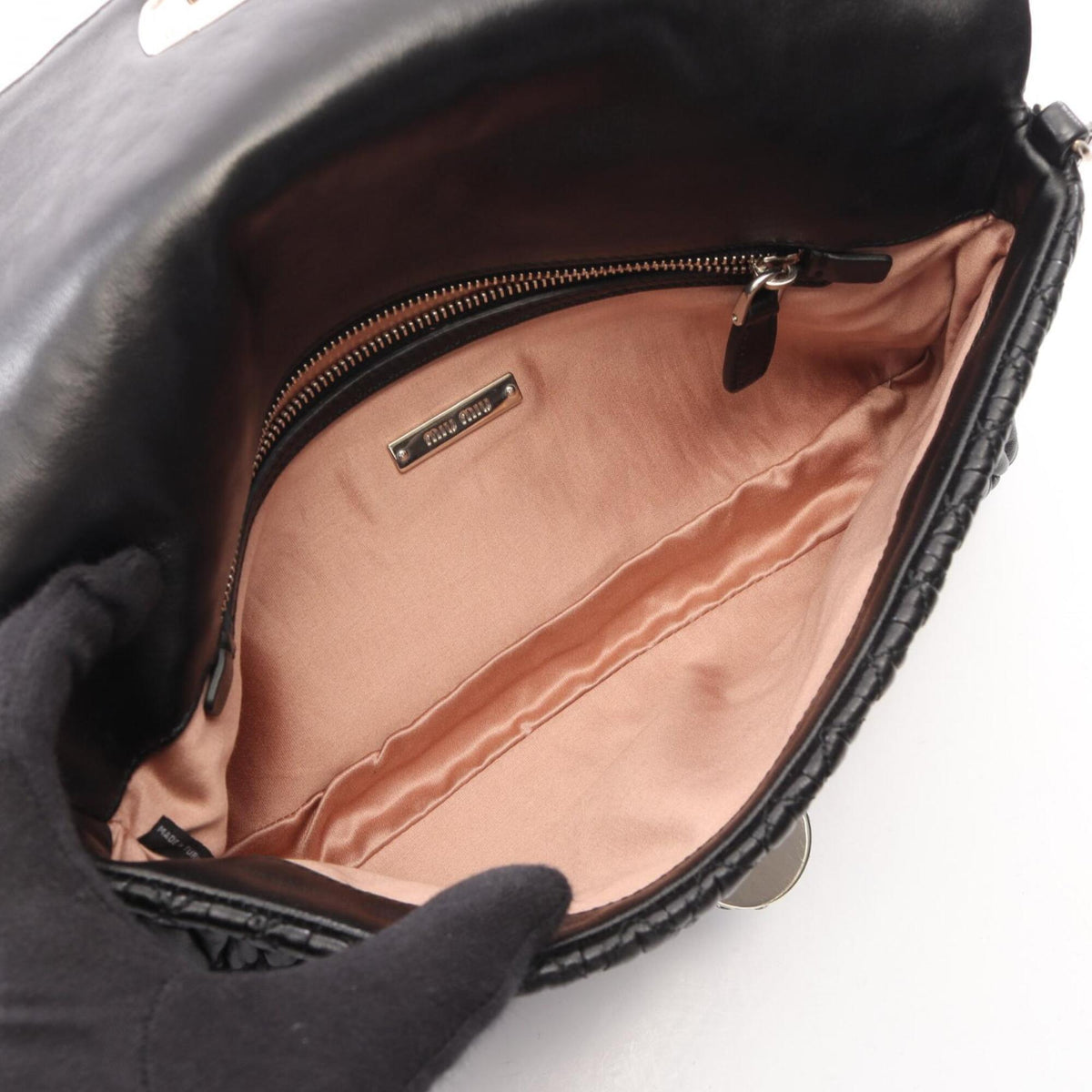 Miu Miu Matelasse Black Leather Handbag Shoulder Bag (Pre-Owned)