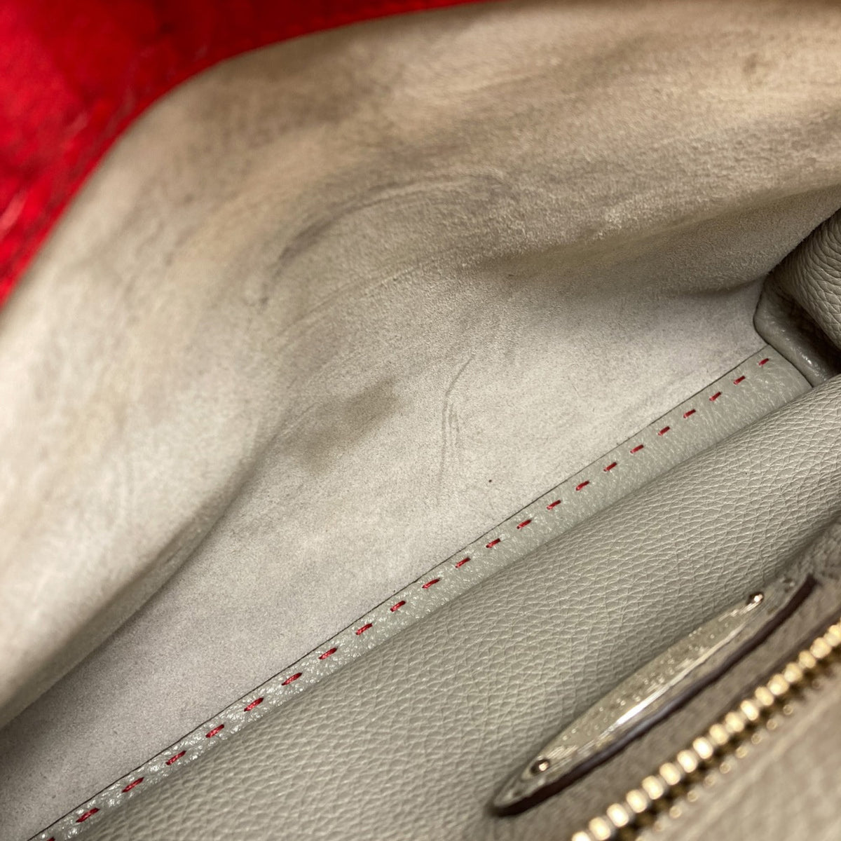 Fendi Peekaboo Red Color Leather Handbag (Pre-Owned)