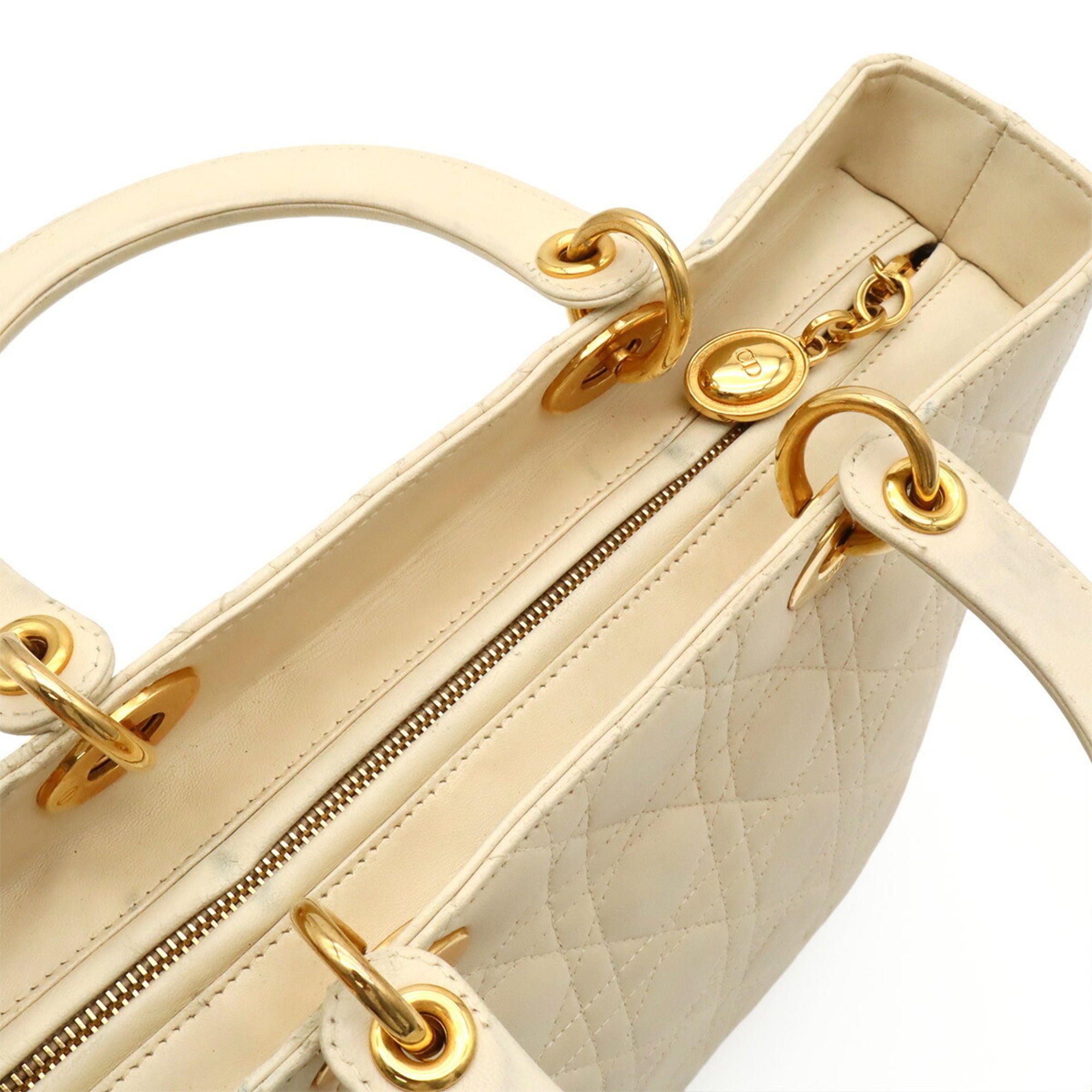 Christian Dior White Leather Handbag Shoulder Bag (Pre-Owned)