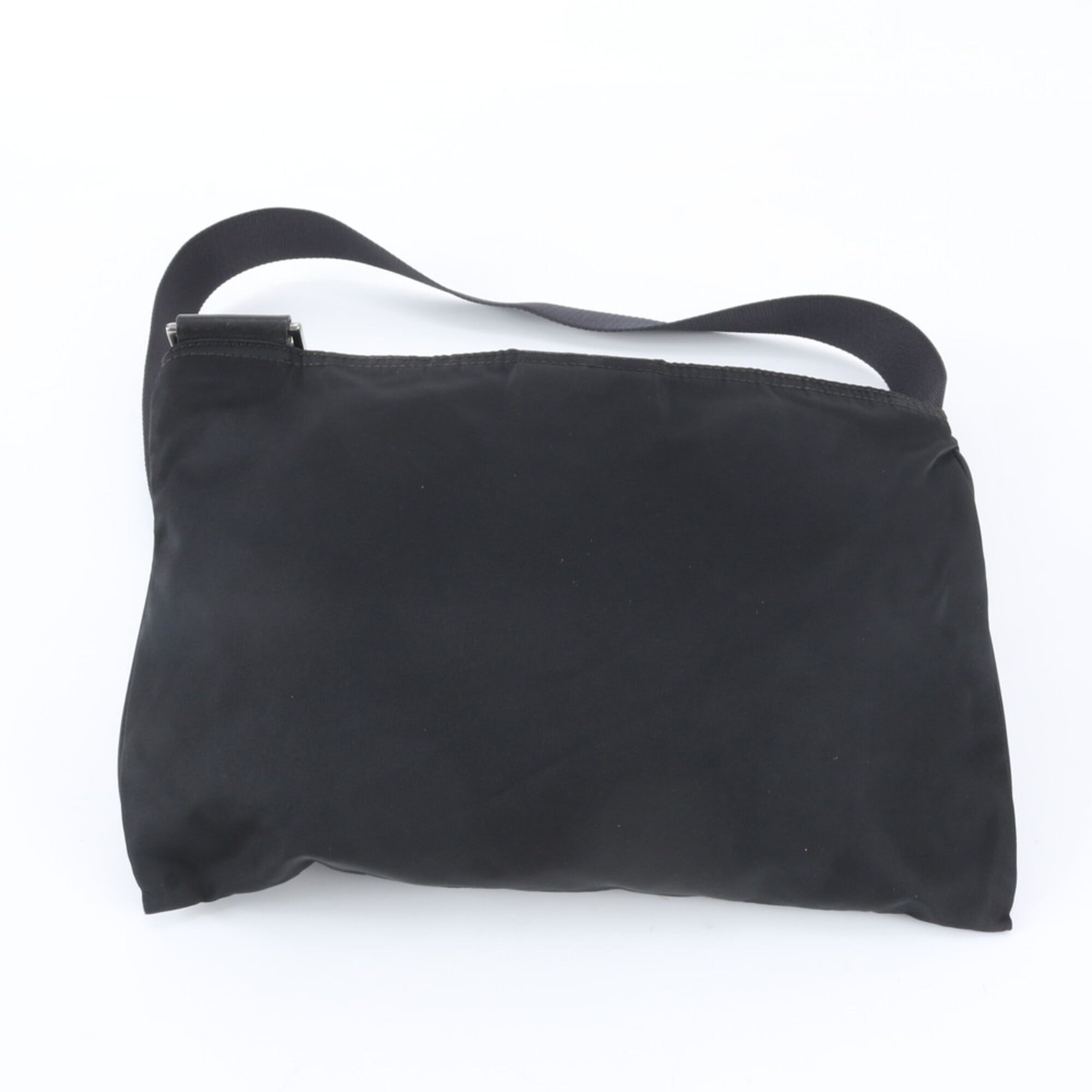 Prada Black Nylon Leather Messenger Bag Shoulder Bag (Pre-Owned)