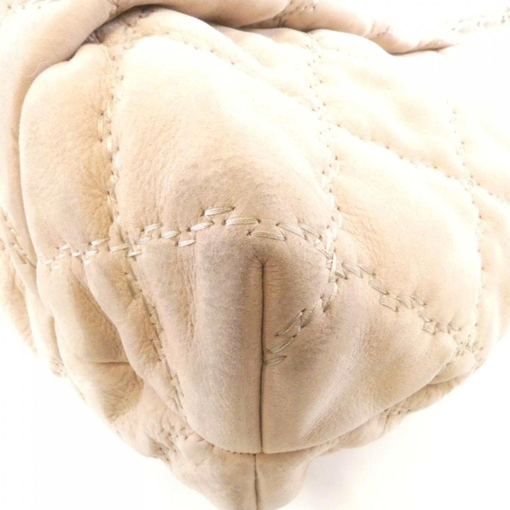 Chanel Light Beige Leather Shoulder Bag (Pre-Owned)