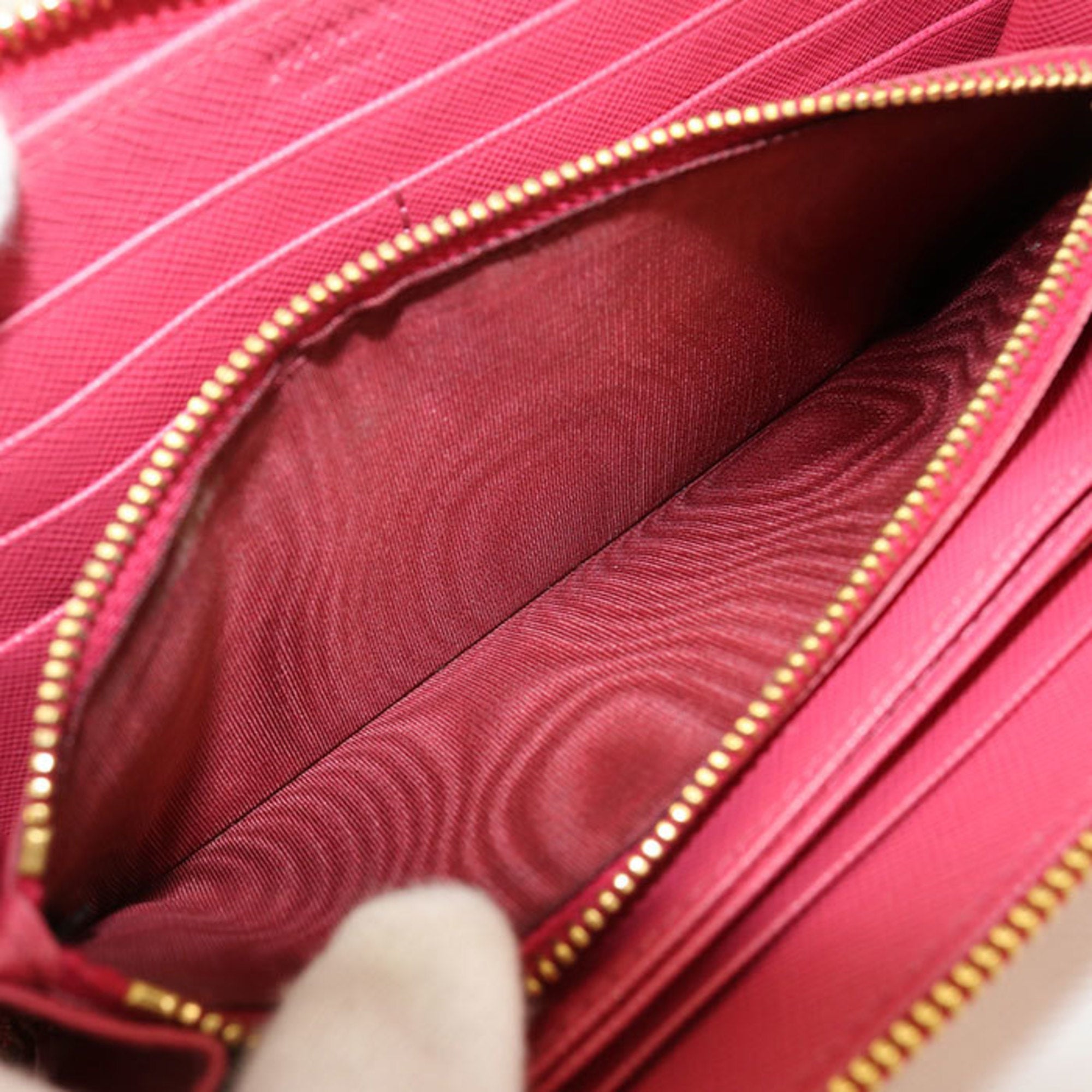 Prada Pink Leather Long Wallet (Bi-Fold) (Pre-Owned)
