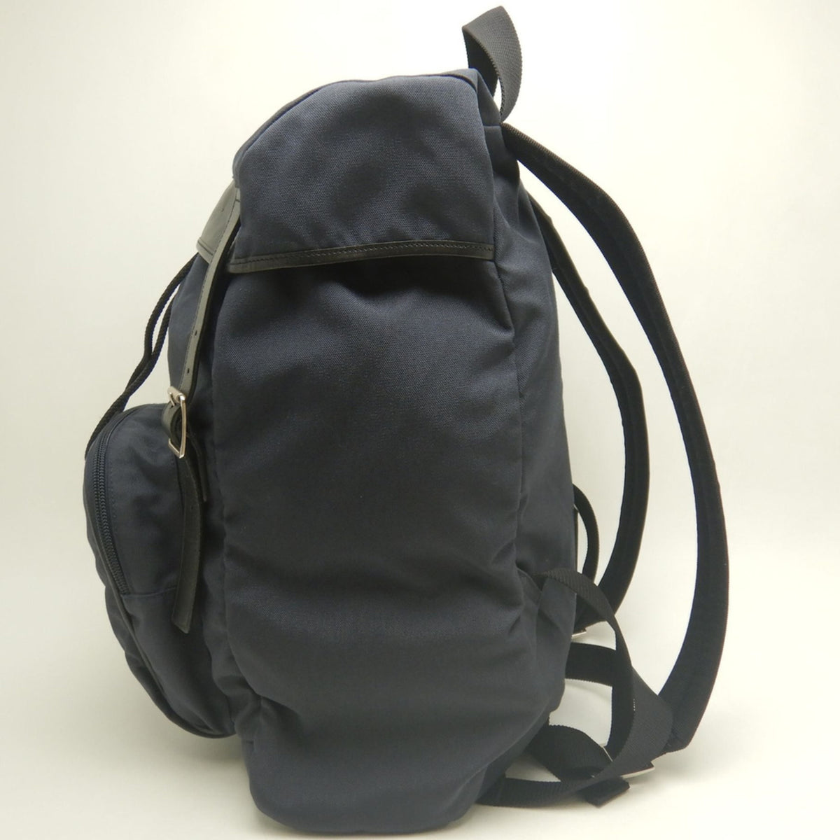 Yves Saint Laurent Navy Canvas Leather Backpack (Pre-Owned)
