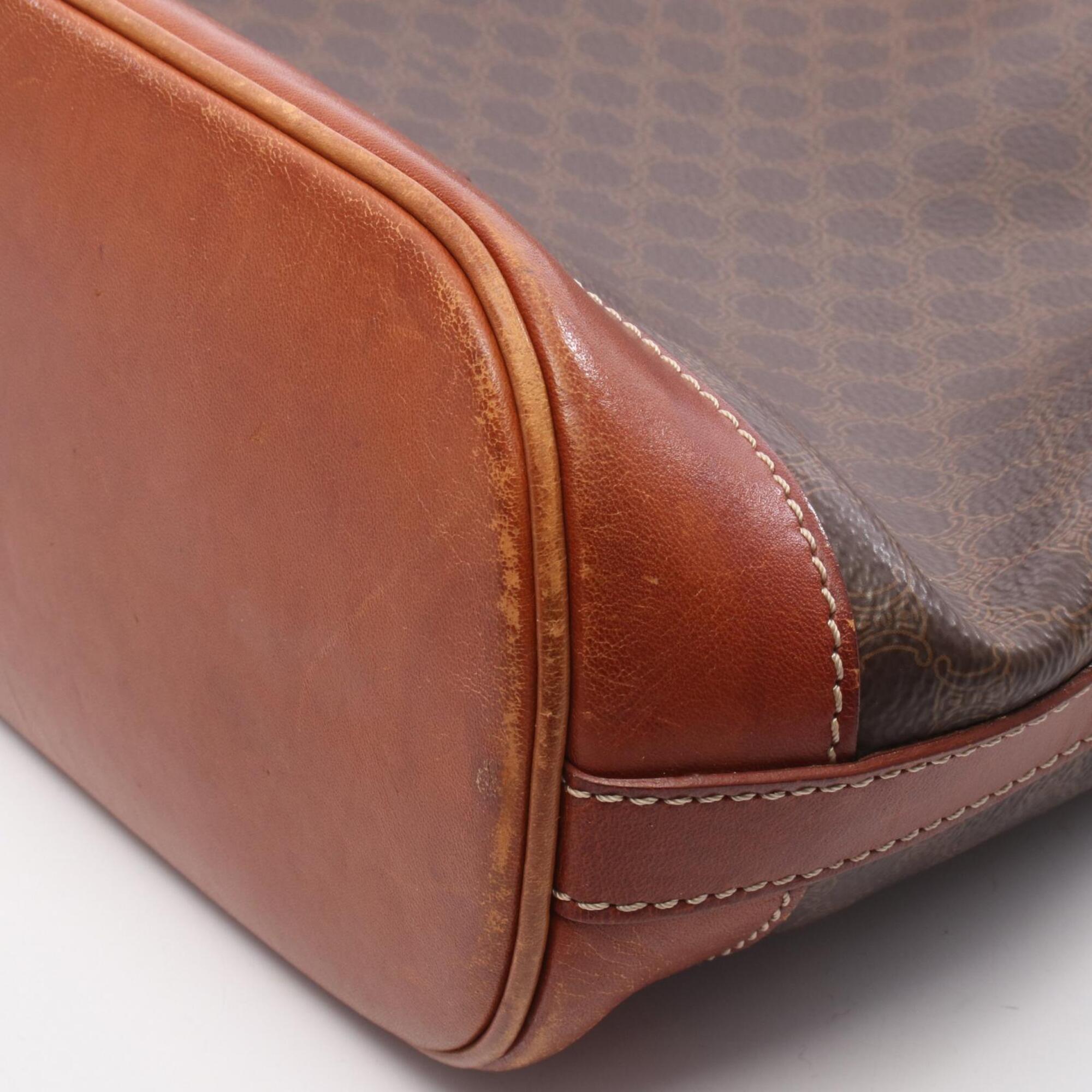 Celine Brown Coated Canvas Leather Handbag Shoulder Bag (Pre-Owned)