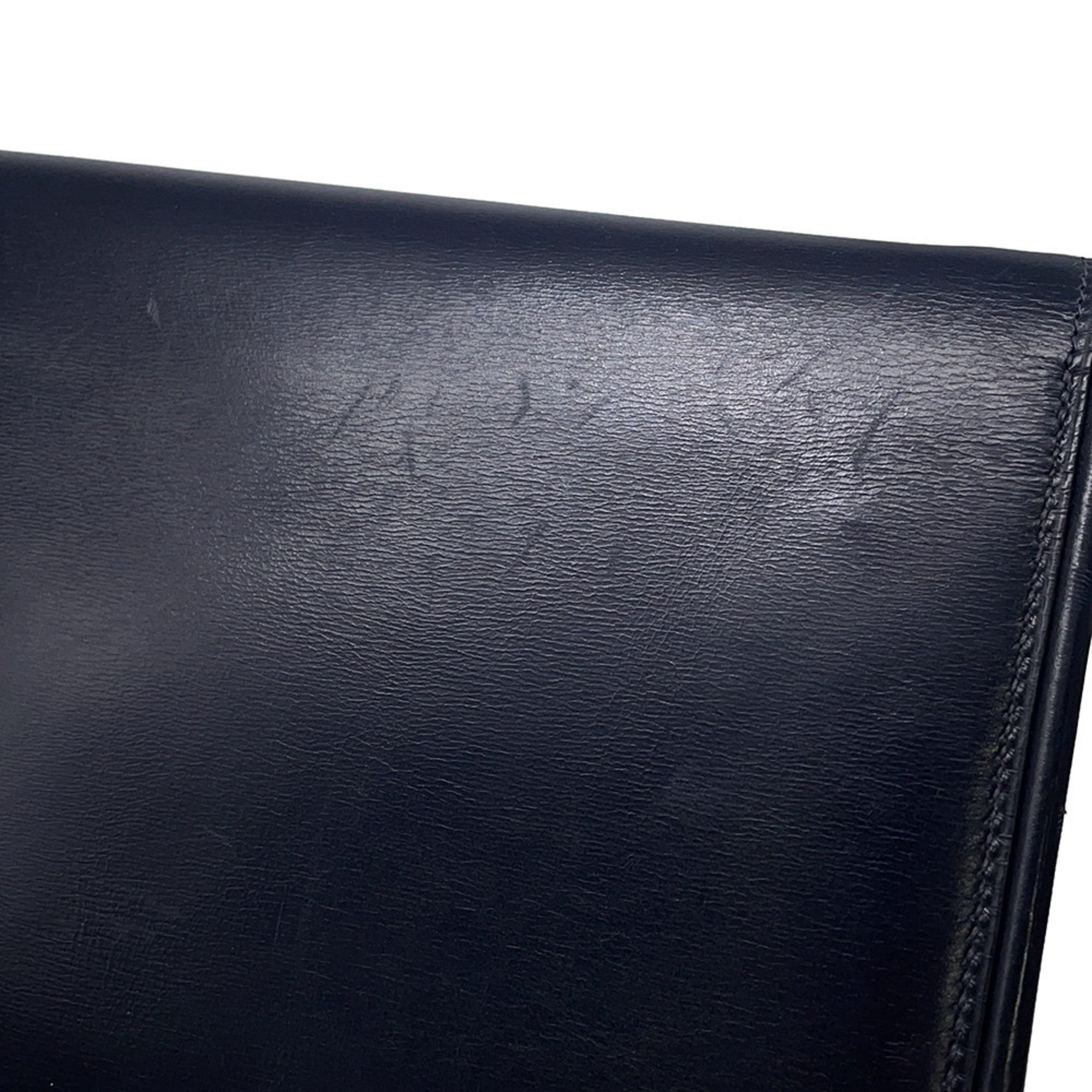 Hermes Navy Box Nepal Leather Handbag Shoulder Bag (Pre-Owned)