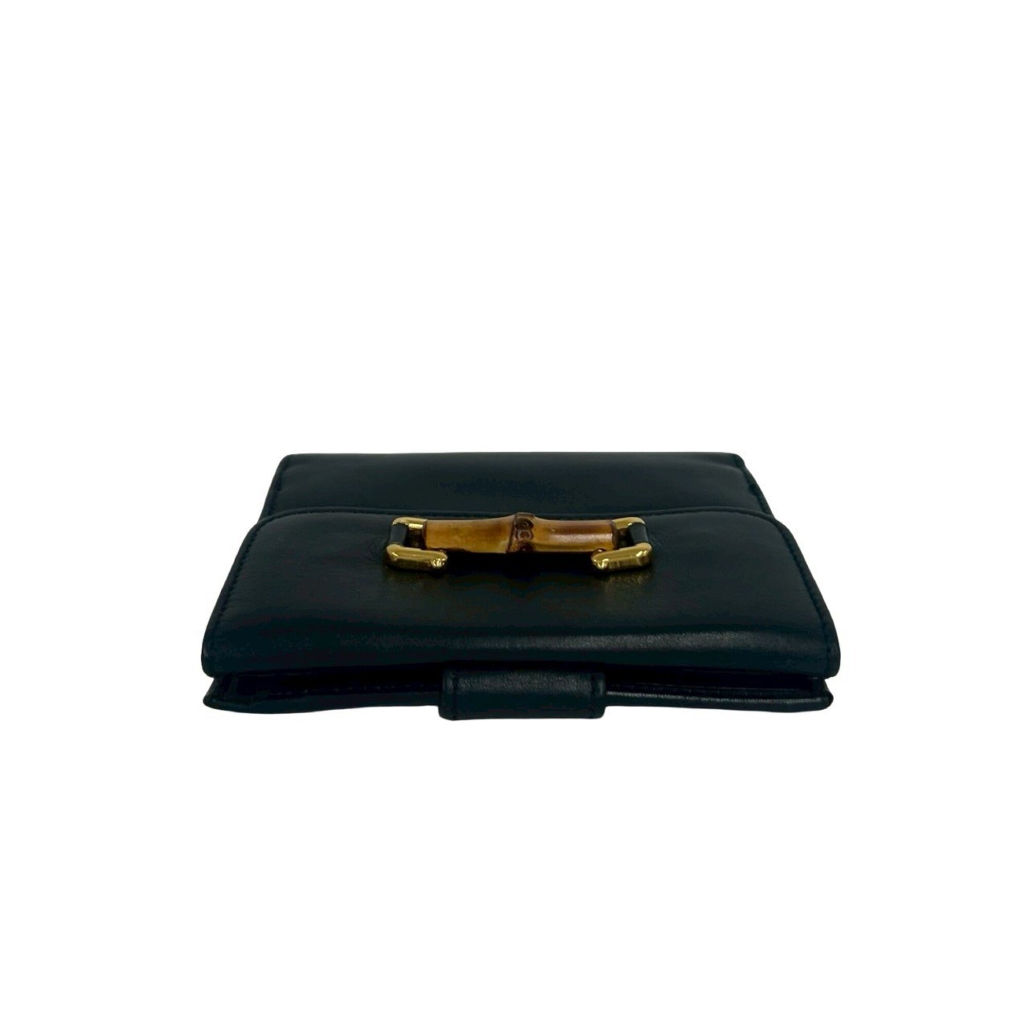 Gucci Navy Leather Bamboo Wallet (Bi-Fold) (Pre-Owned)