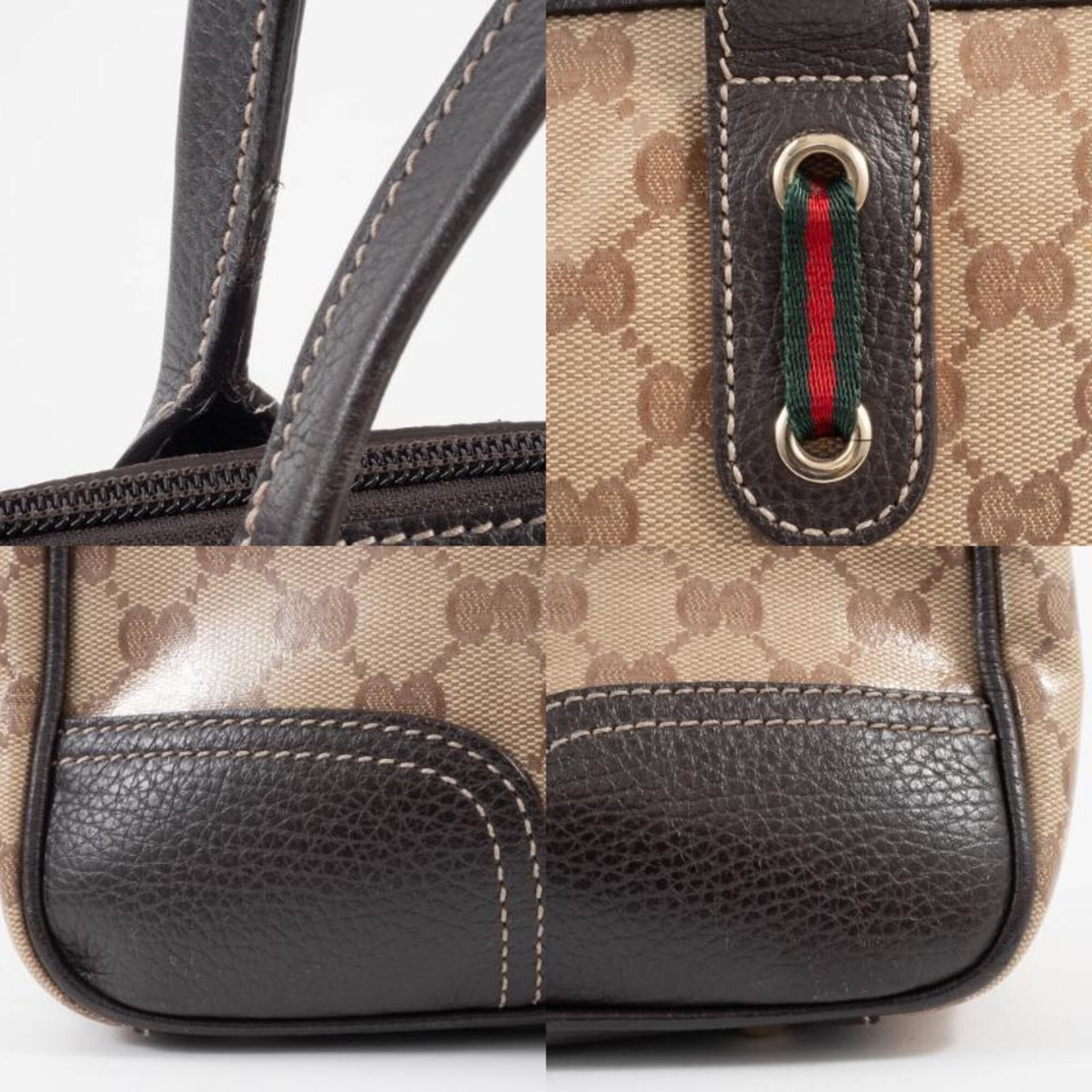Gucci Gg Crystal Beige Brown Pvc Leather Tote Bag (Pre-Owned)