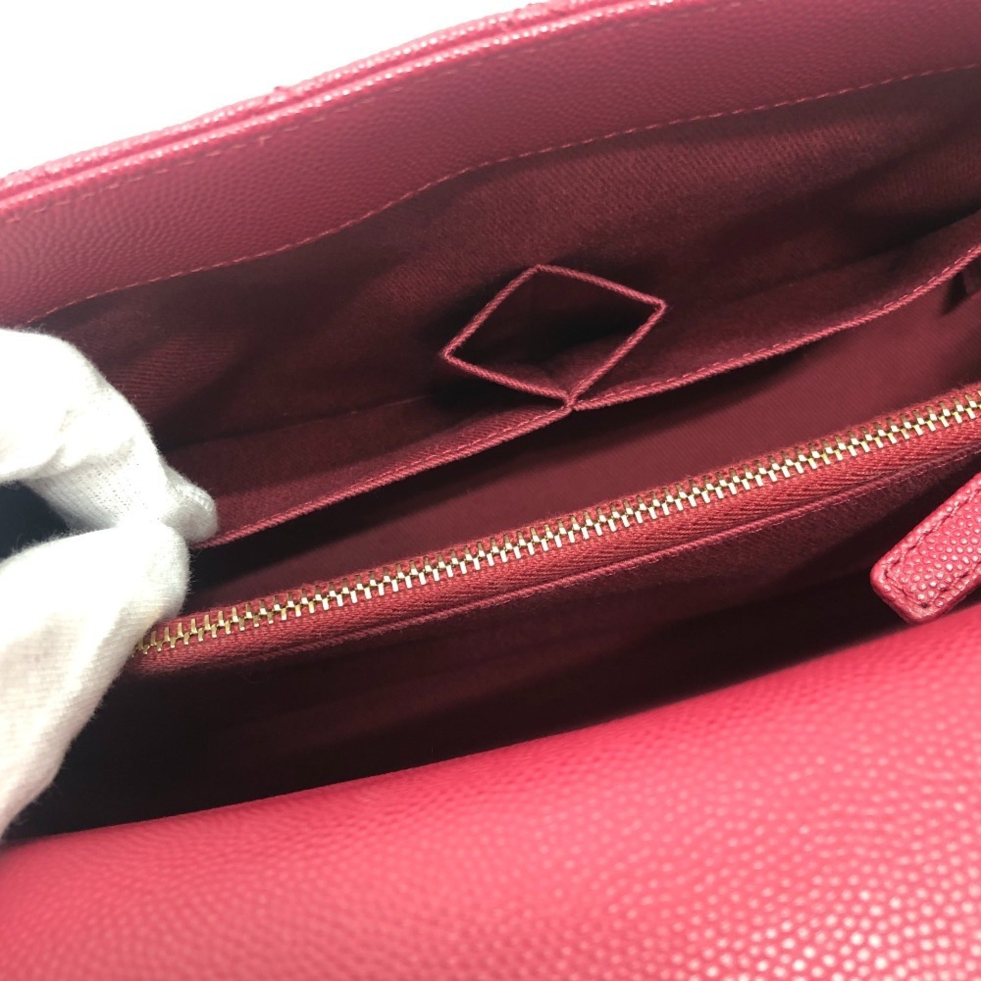Chanel Matelasse Red Color Grained Calfskin Handbag Shoulder Bag (Pre-Owned)