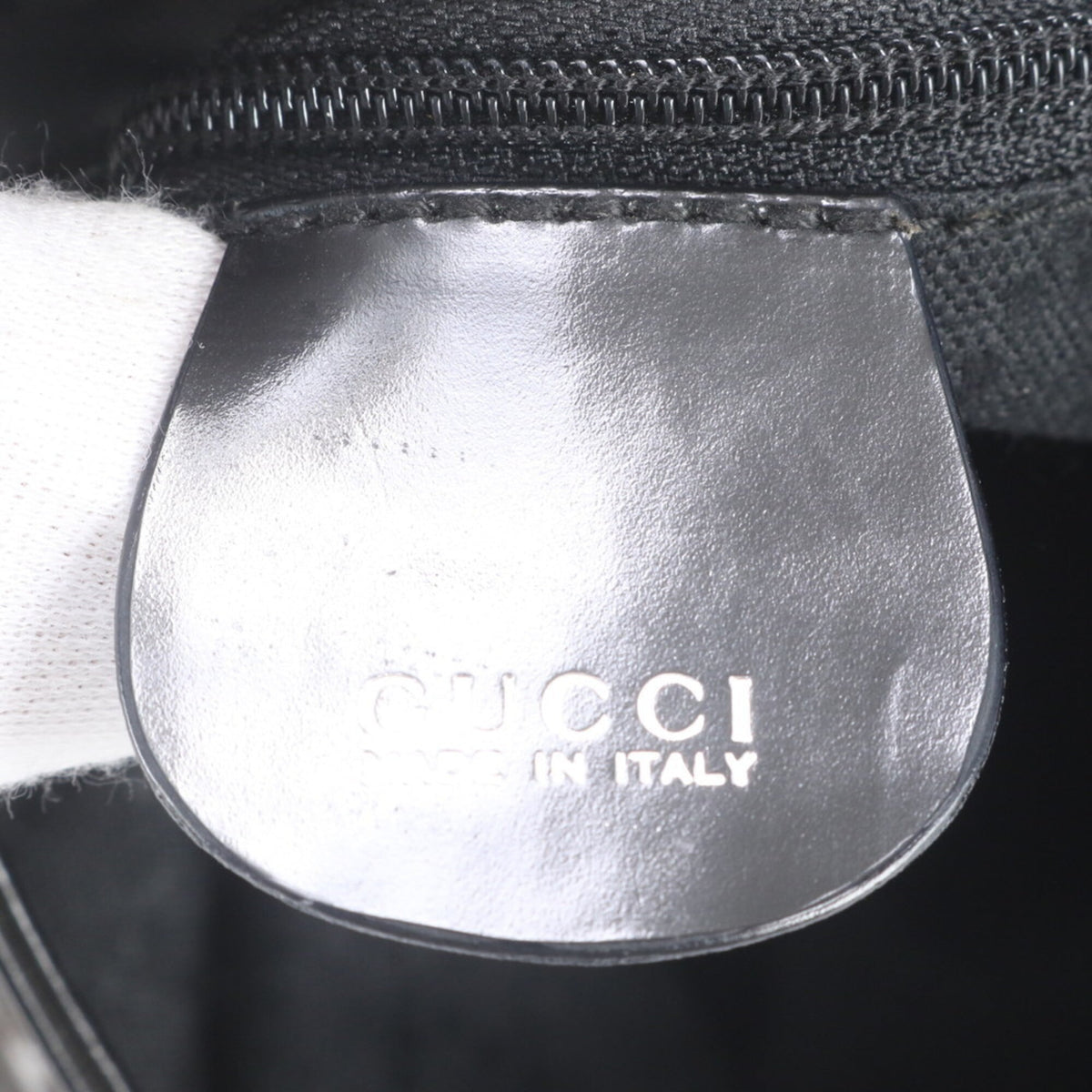 Gucci Black Leather Canvas Handbag Shoulder Bag Tote Bag (Pre-Owned)