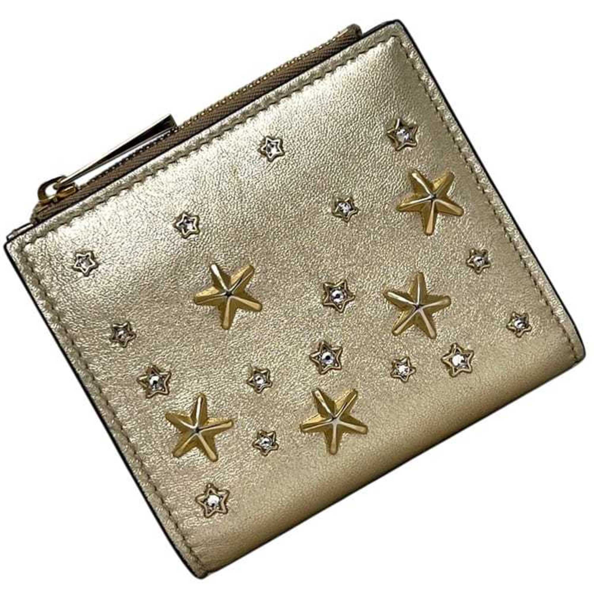 Jimmy Choo Gold Leather Wallet (Bi-Fold) (Pre-Owned)