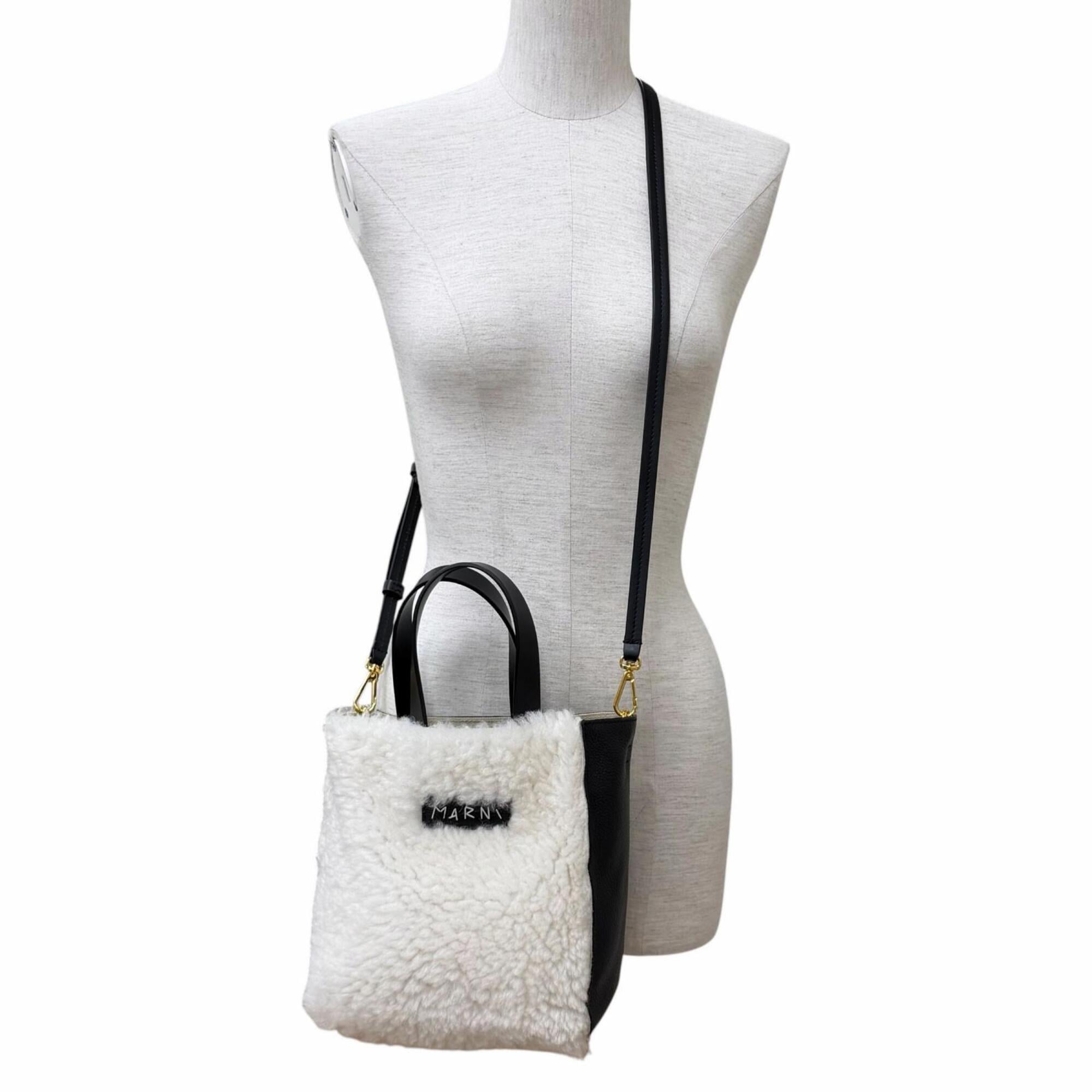 Marni Black Off-White Fur Leather Shoulder Bag (Pre-Owned)