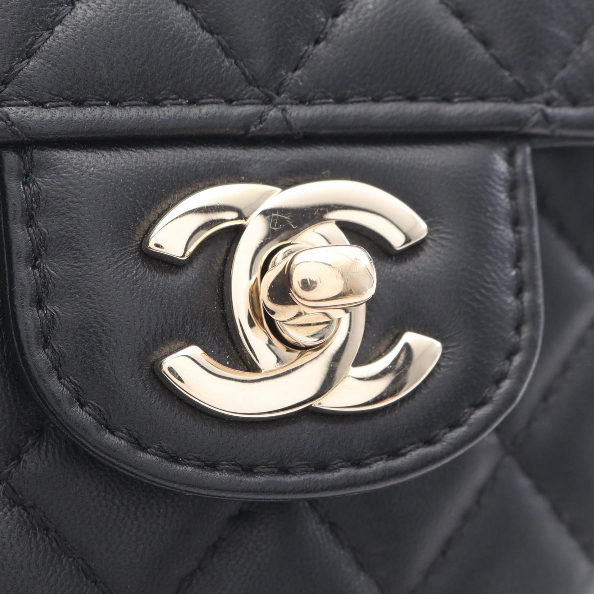 Chanel Black Leather Handbag Shoulder Bag (Pre-Owned)