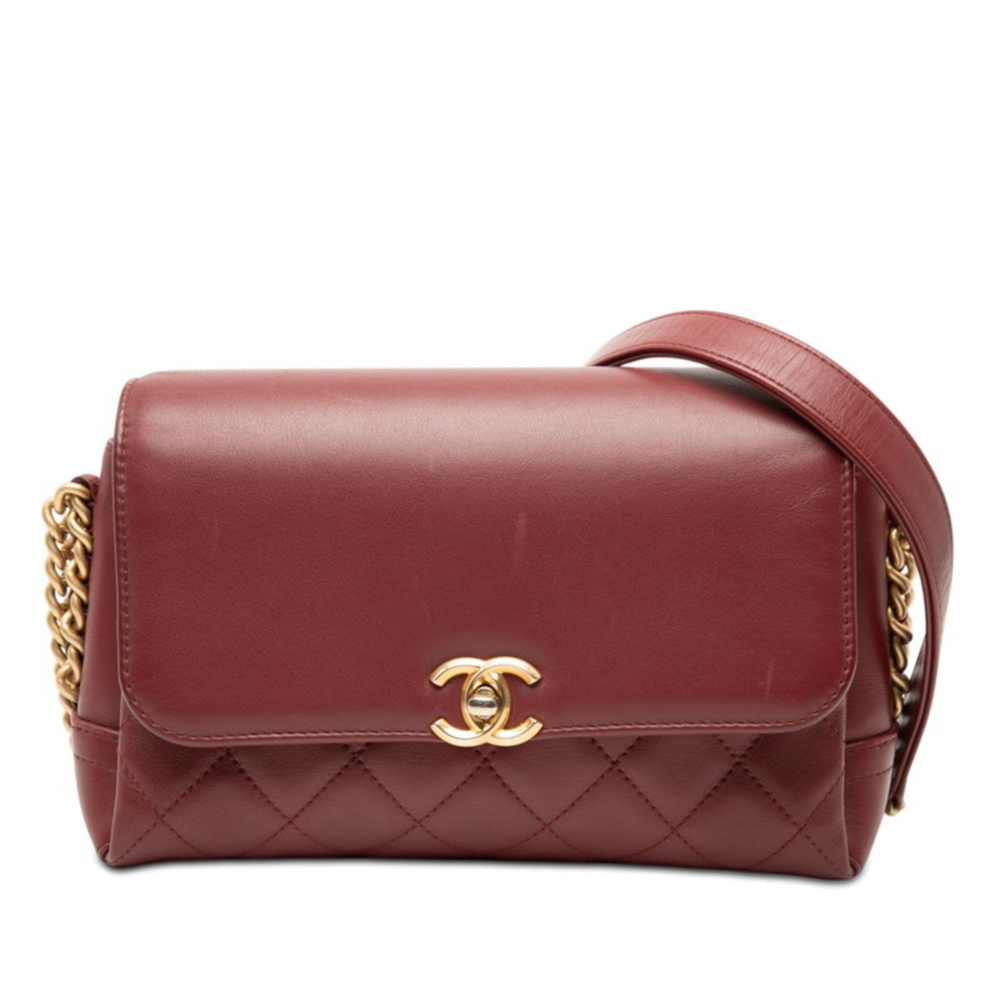Chanel Bordeaux Leather Shoulder Bag (Pre-Owned)