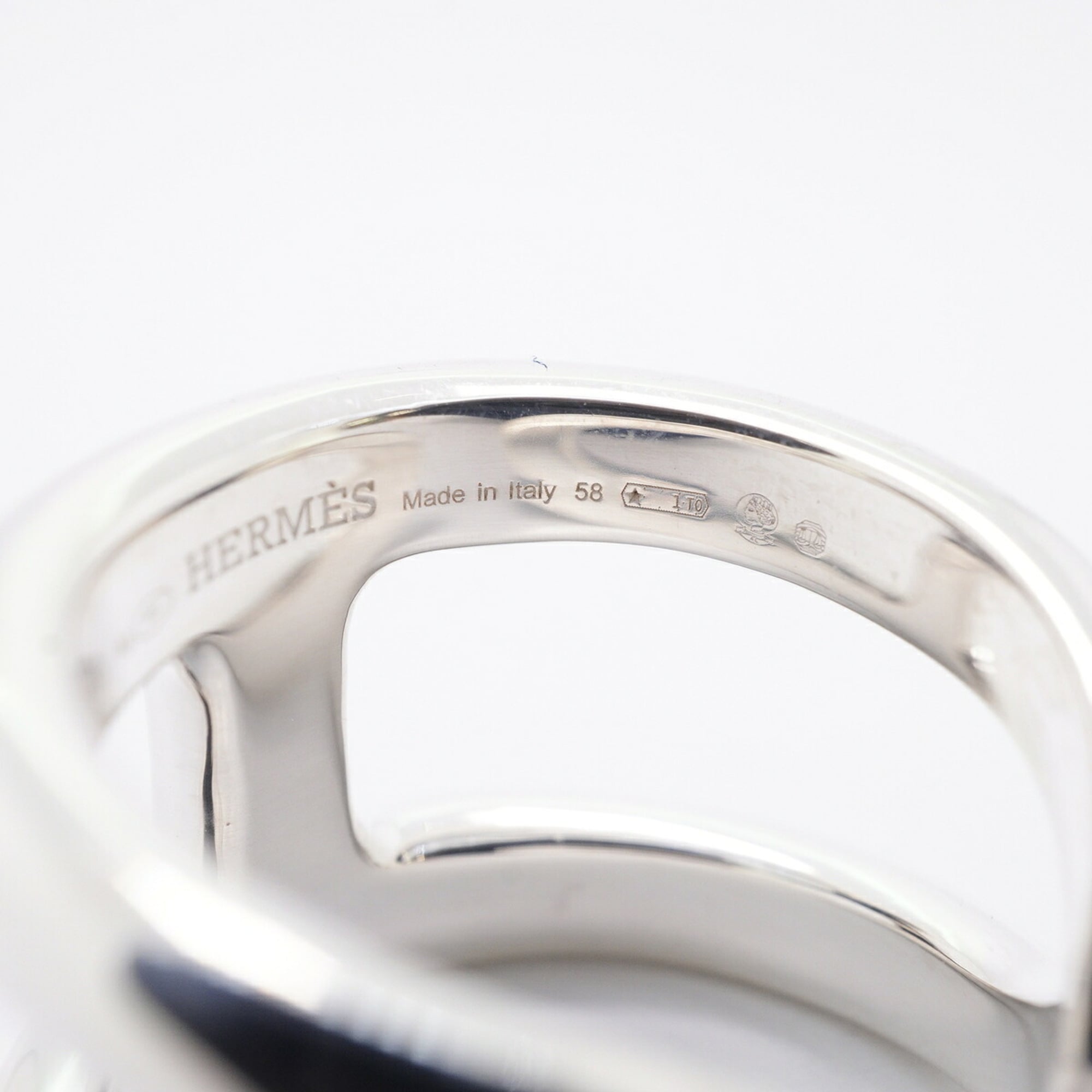 Hermes Silver 925 Band Ring (Pre-Owned)