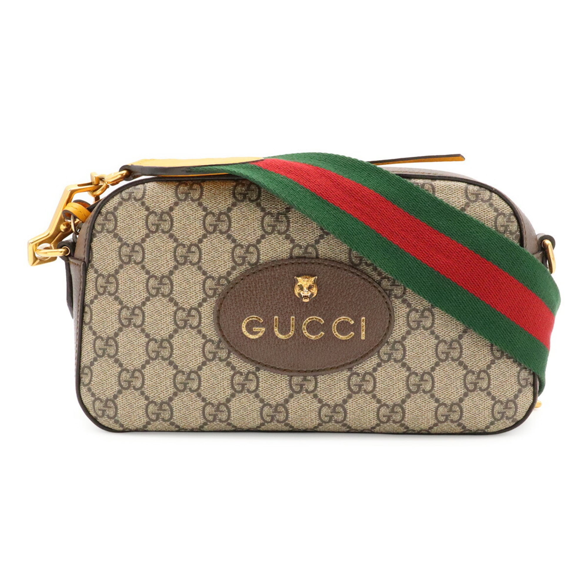 Gucci Beige Brown Green Red Color Yellow Gg Supreme Canvas Clutch Bag Handbag Shoulder Bag (Pre-Owned)