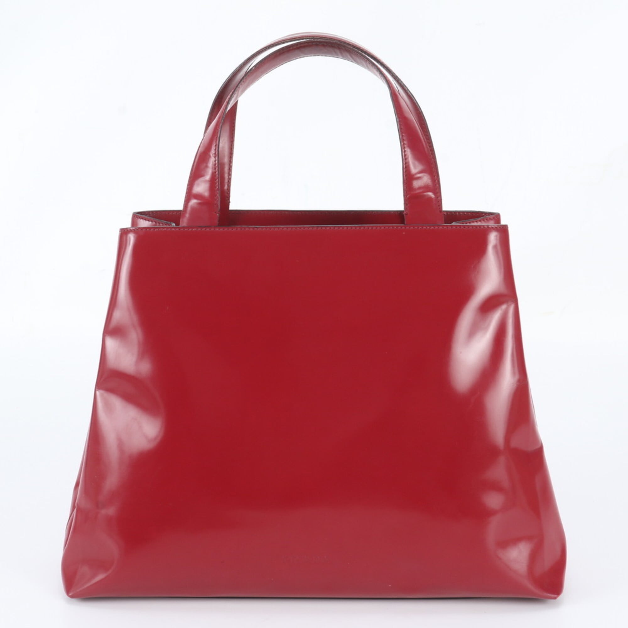 Prada Red Color Wine Leather Handbag Shoulder Bag Tote Bag (Pre-Owned)