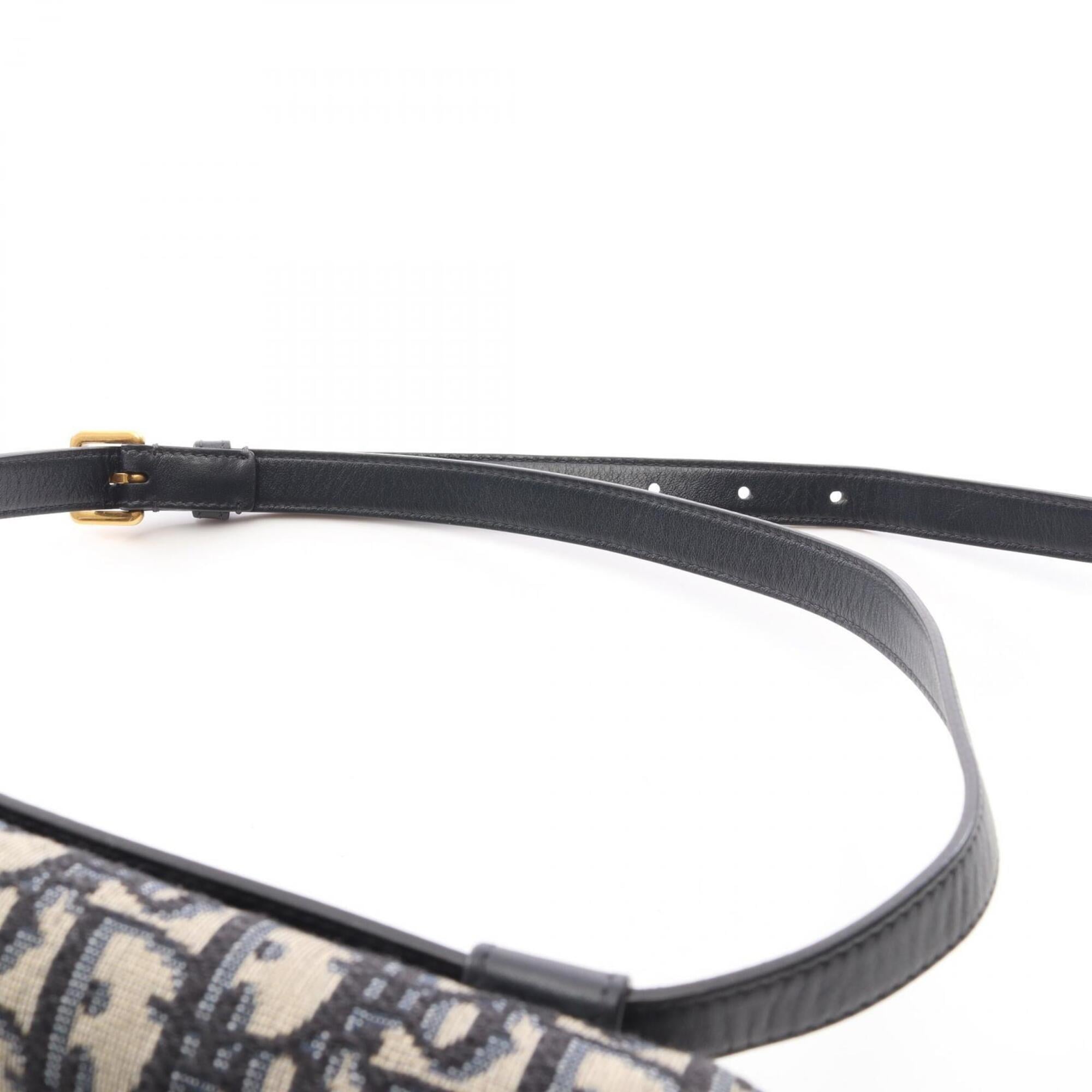 Christian Dior Navy White Canvas Leather Fanny Pack Handbag Shoulder Bag Sling Bag (Pre-Owned)