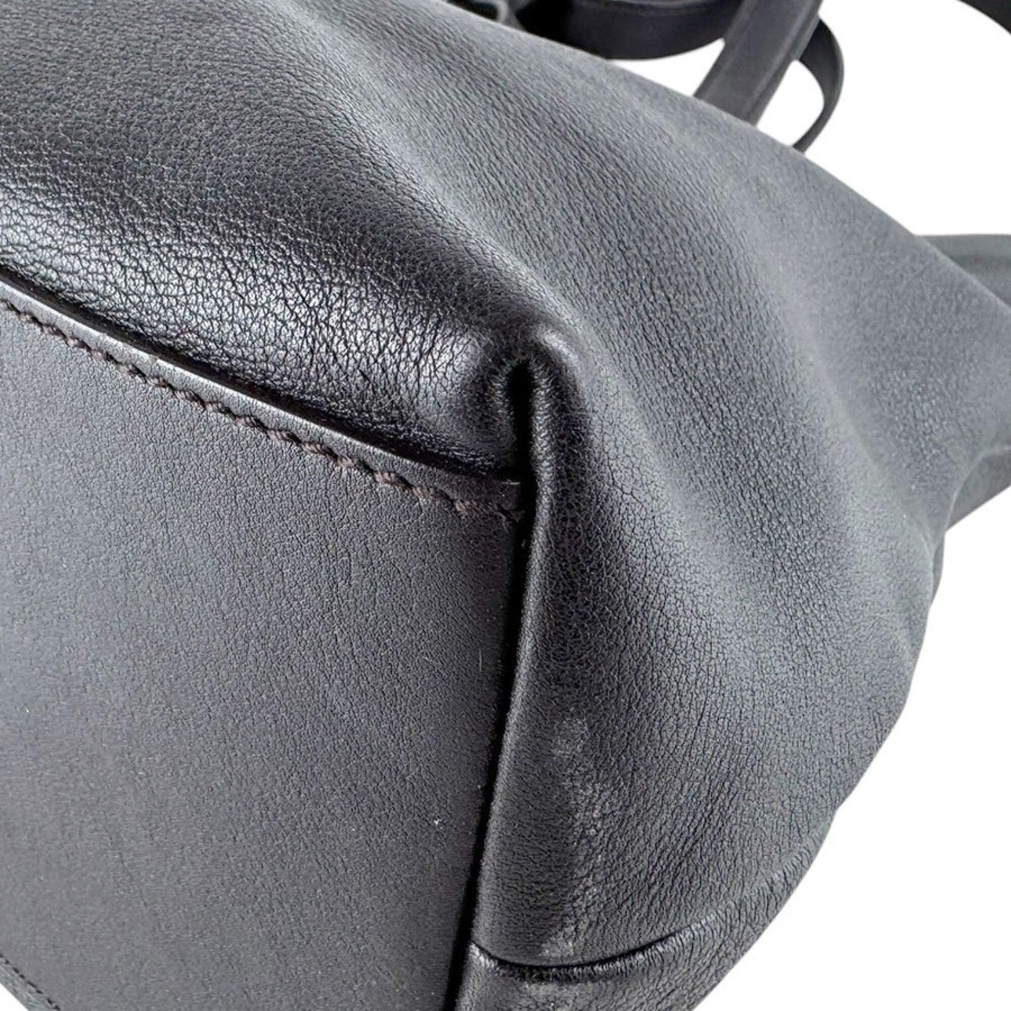 Gucci Dark Brown Leather Handbag Shoulder Bag (Pre-Owned)