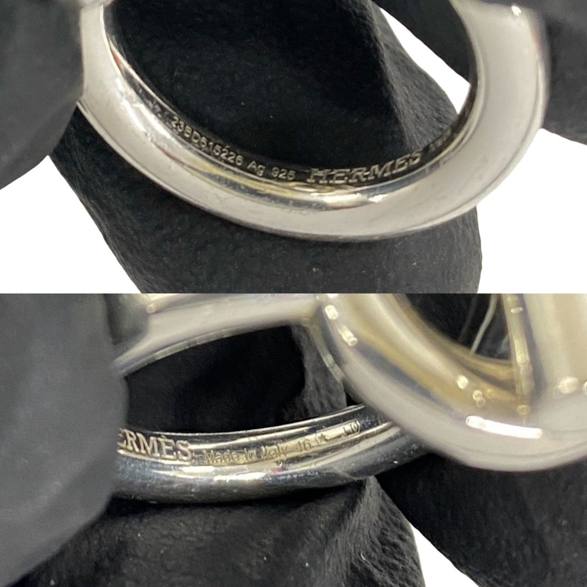 Hermes Silver Silver 925 Band Ring (Pre-Owned)