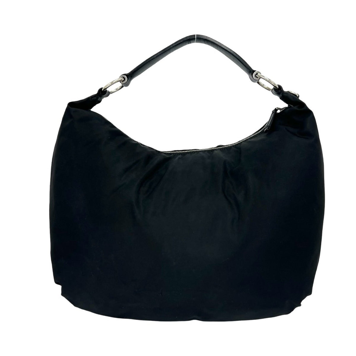 Prada Black Nylon Leather Handbag Shoulder Bag (Pre-Owned)