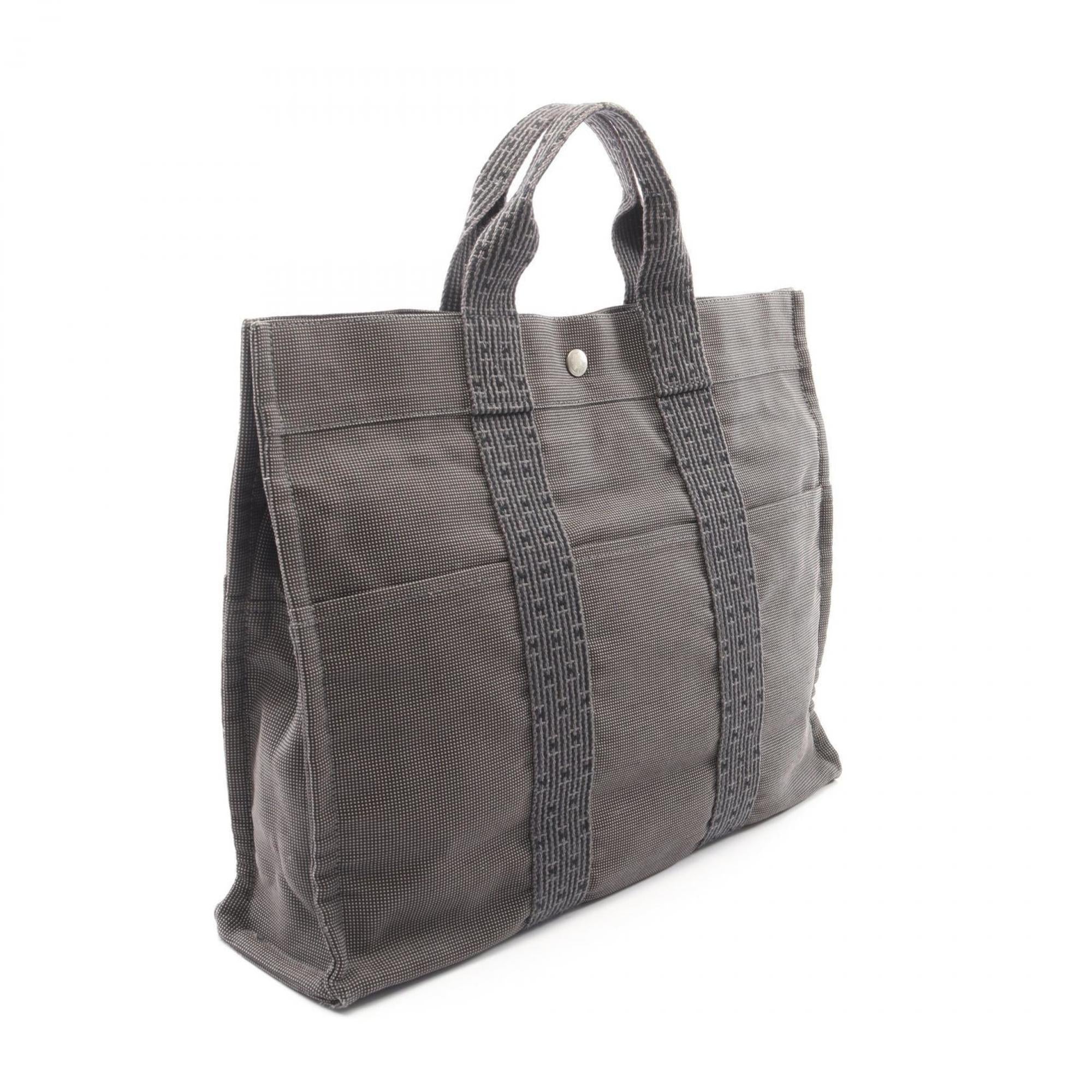 Hermes Gray Nylon Canvas Canvas Handbag Tote Bag (Pre-Owned)
