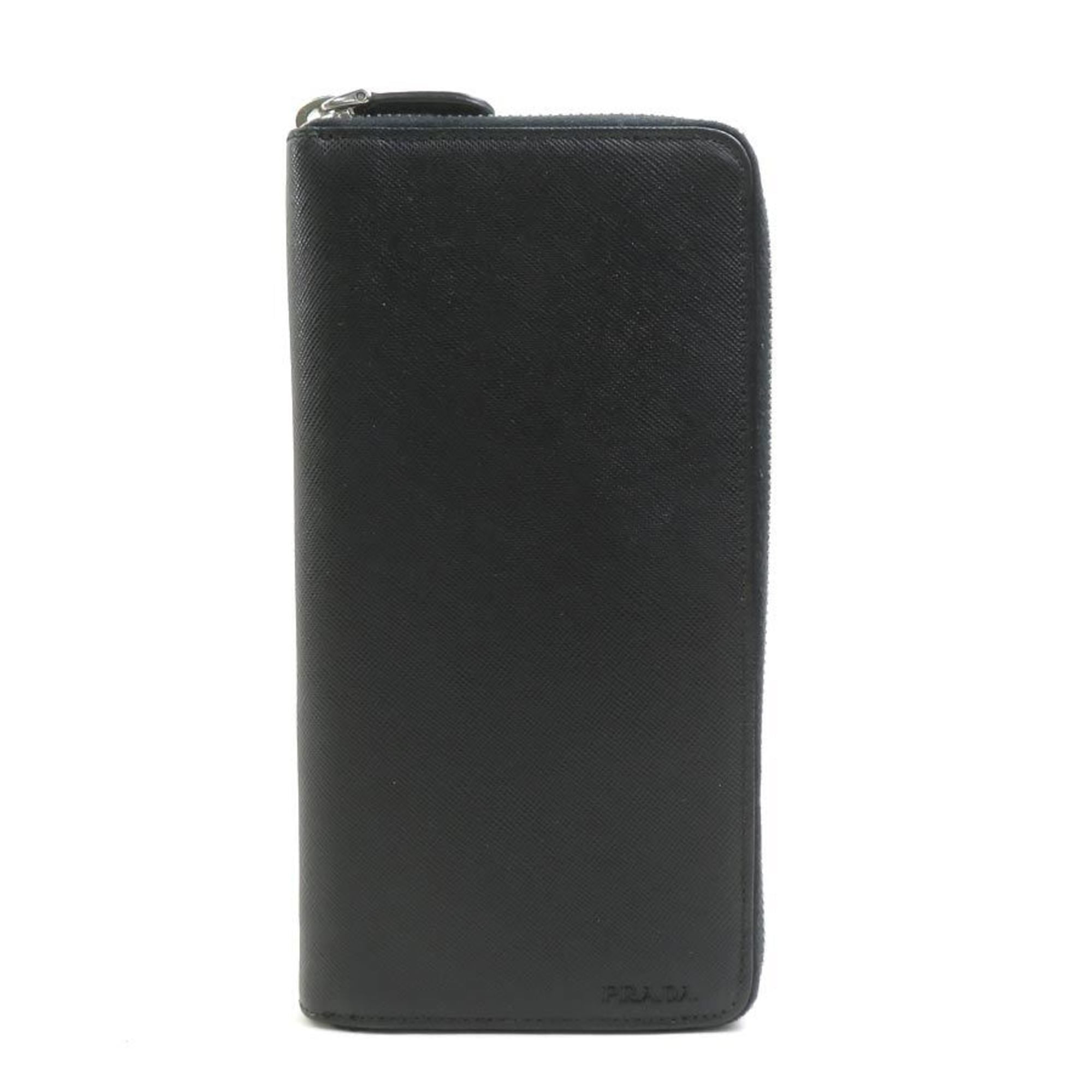 Prada Black Leather Long Wallet (Bi-Fold) (Pre-Owned)