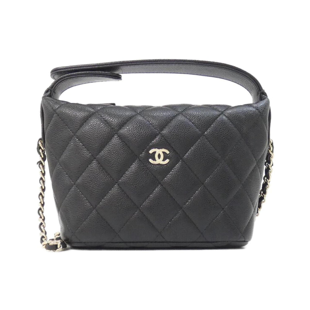 Chanel Black Grained Calfskin Handbag (Pre-Owned)