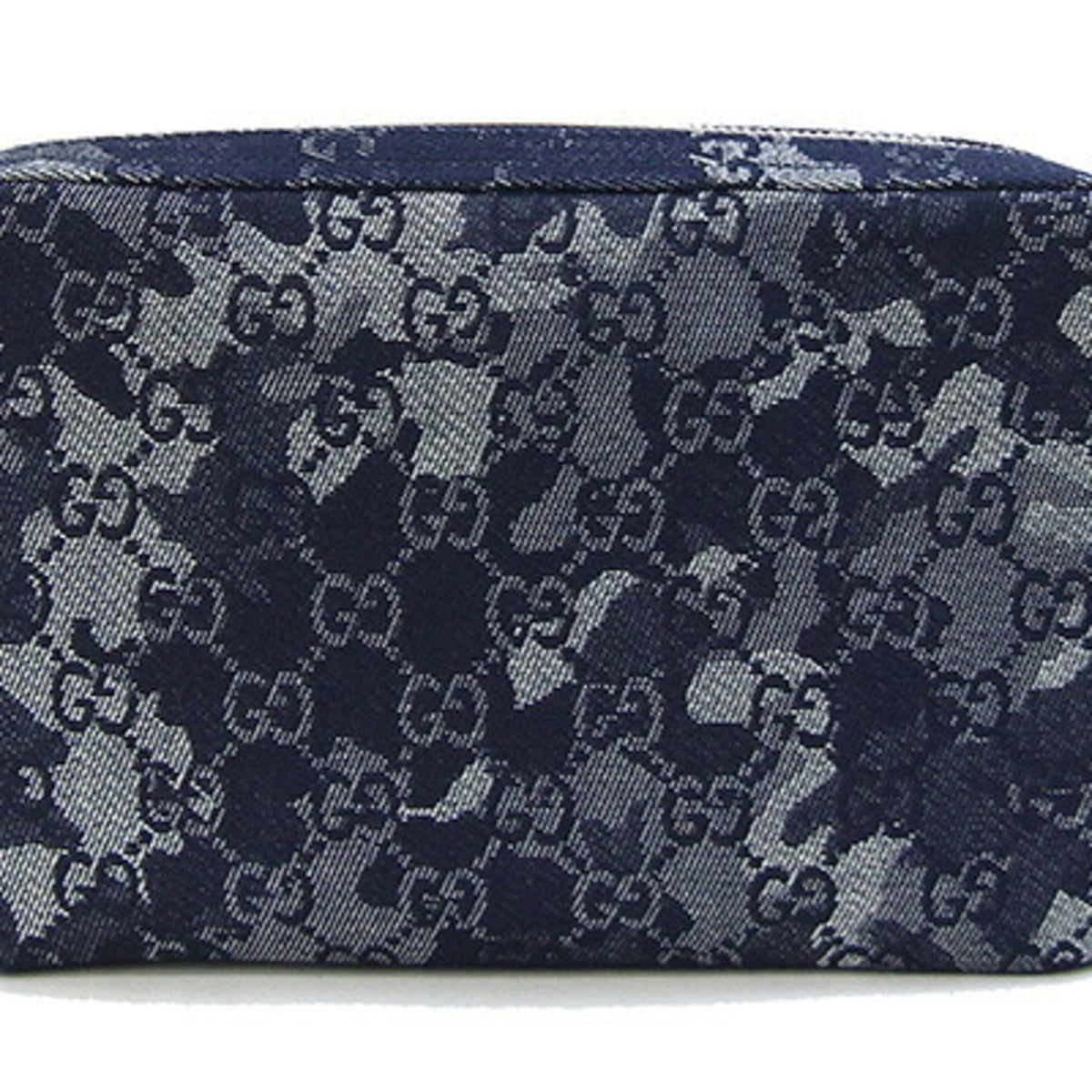 Gucci Dark Blue Navy Denim Leather Clutch Bag Shoulder Bag (Pre-Owned)