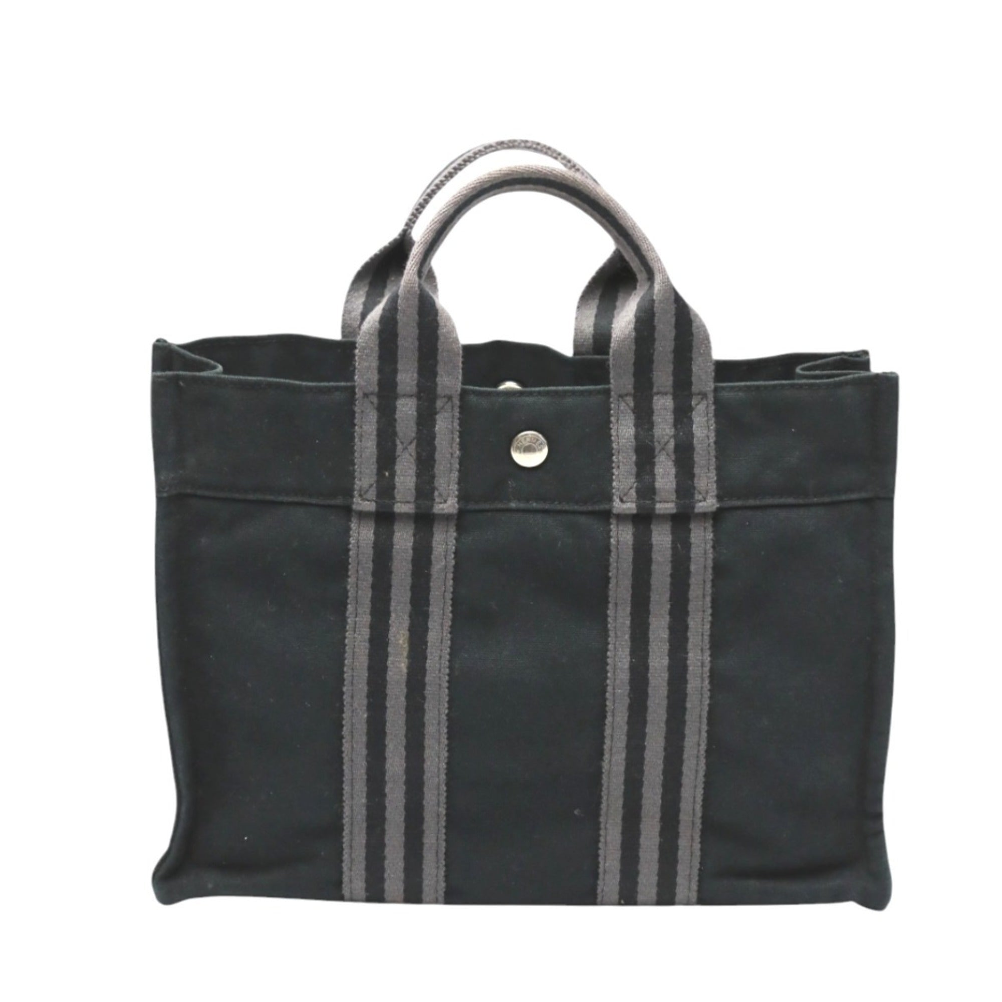 Hermes Her Line Gray Canvas Tote Bag (Pre-Owned)