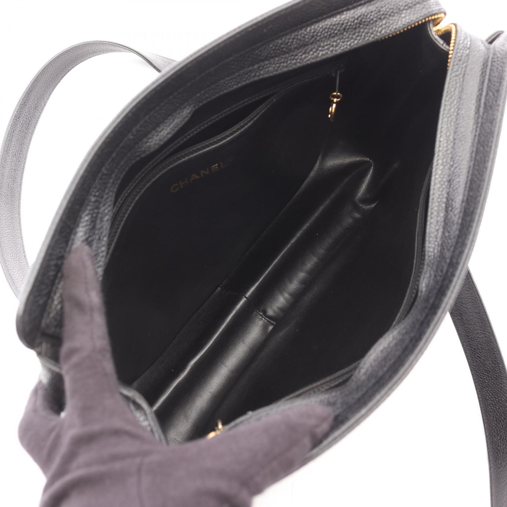 Chanel Black Grained Calfskin Handbag Tote Bag (Pre-Owned)