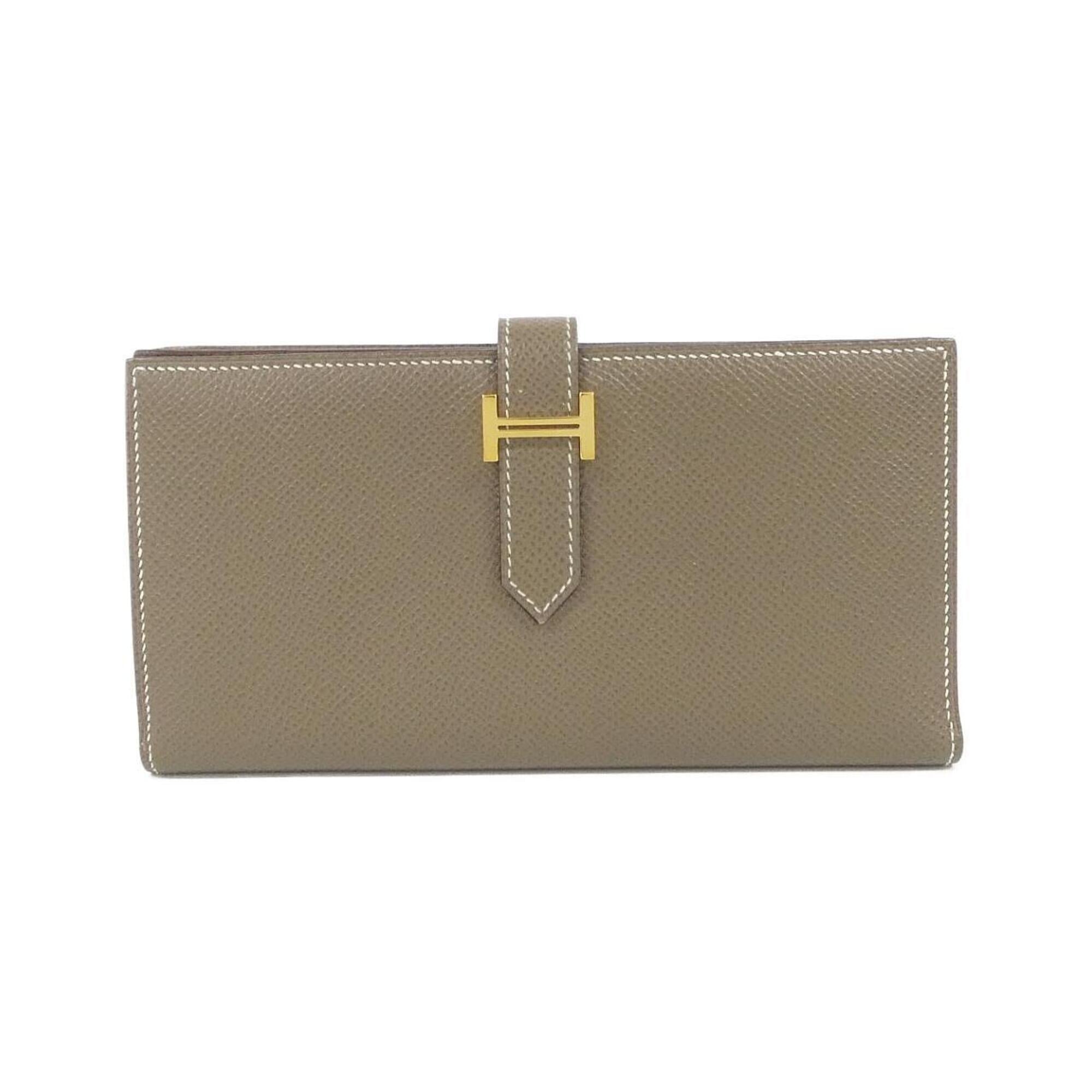 Hermes Etoupe Gray Soufre Epsom Leather Long Wallet (Bi-Fold) (Pre-Owned)