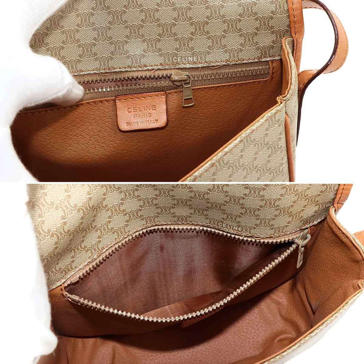 Celine Beige Beige Gold Pvc Leather Handbag Shoulder Bag (Pre-Owned)