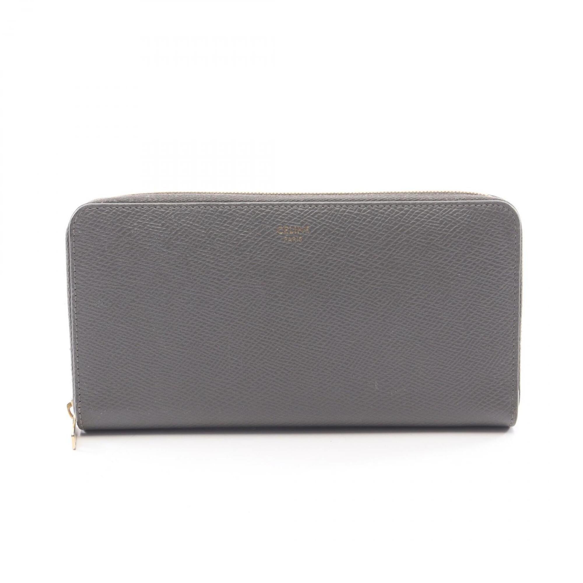 Celine Gray Leather Long Wallet (Bi-Fold) (Pre-Owned)