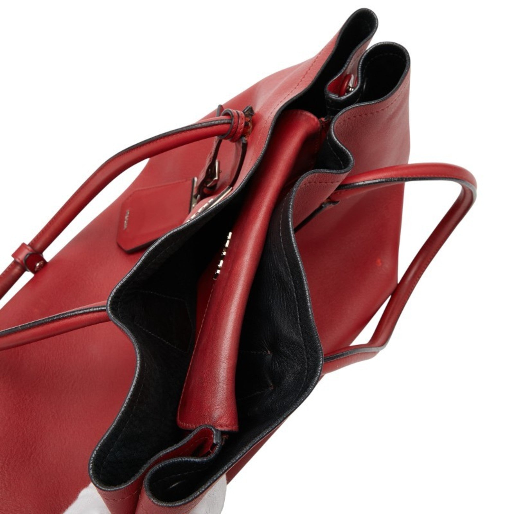 Prada Red Color Leather Shoulder Bag Tote Bag (Pre-Owned)