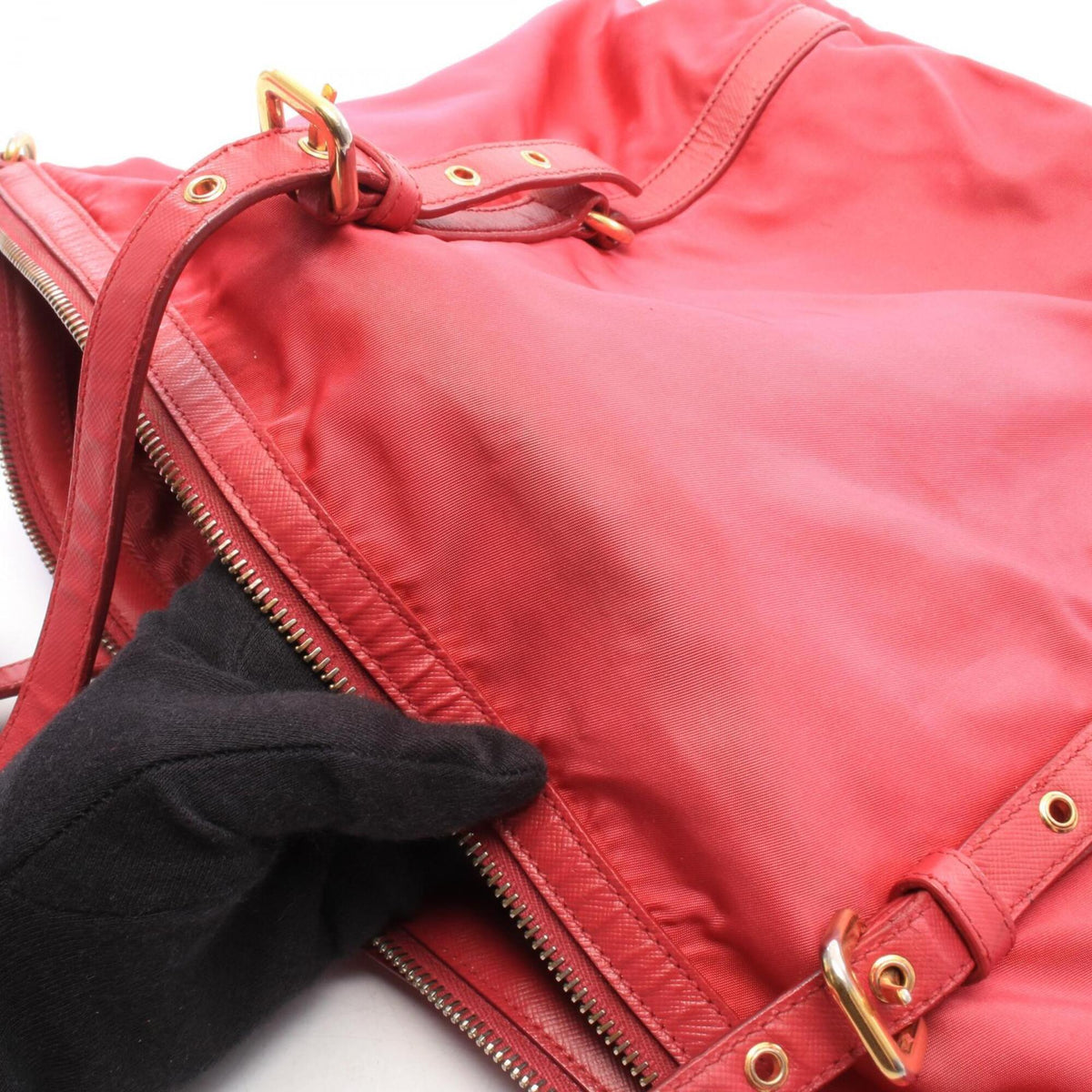 Prada Pink Nylon Leather Handbag Tote Bag (Pre-Owned)