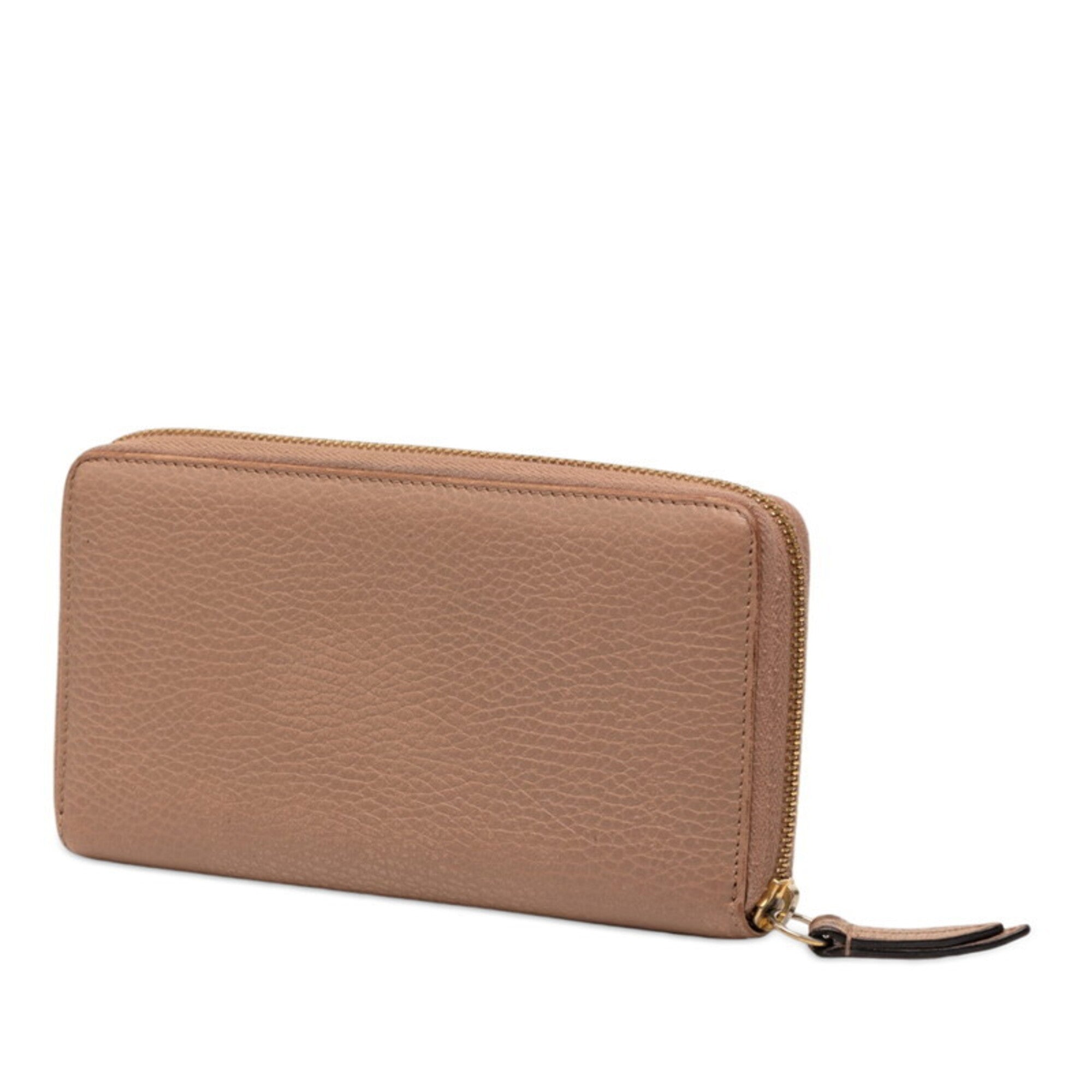 Gucci Pink Beige Leather Long Wallet (Bi-Fold) (Pre-Owned)