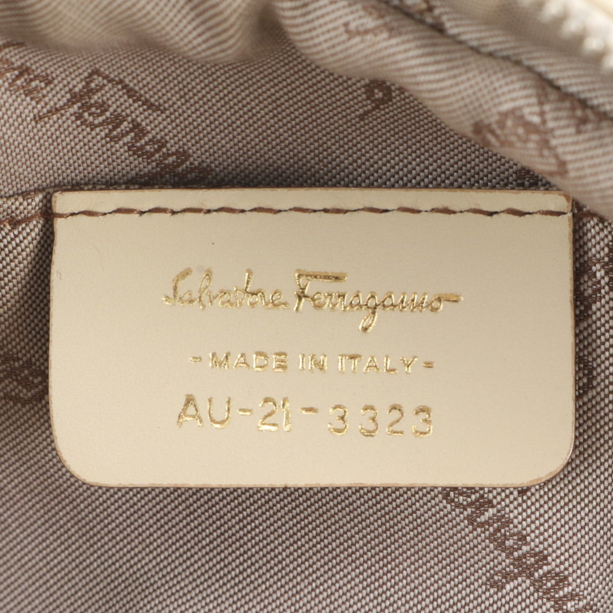 Salvatore Ferragamo Beige Brown Leather Canvas Handbag Shoulder Bag (Pre-Owned)