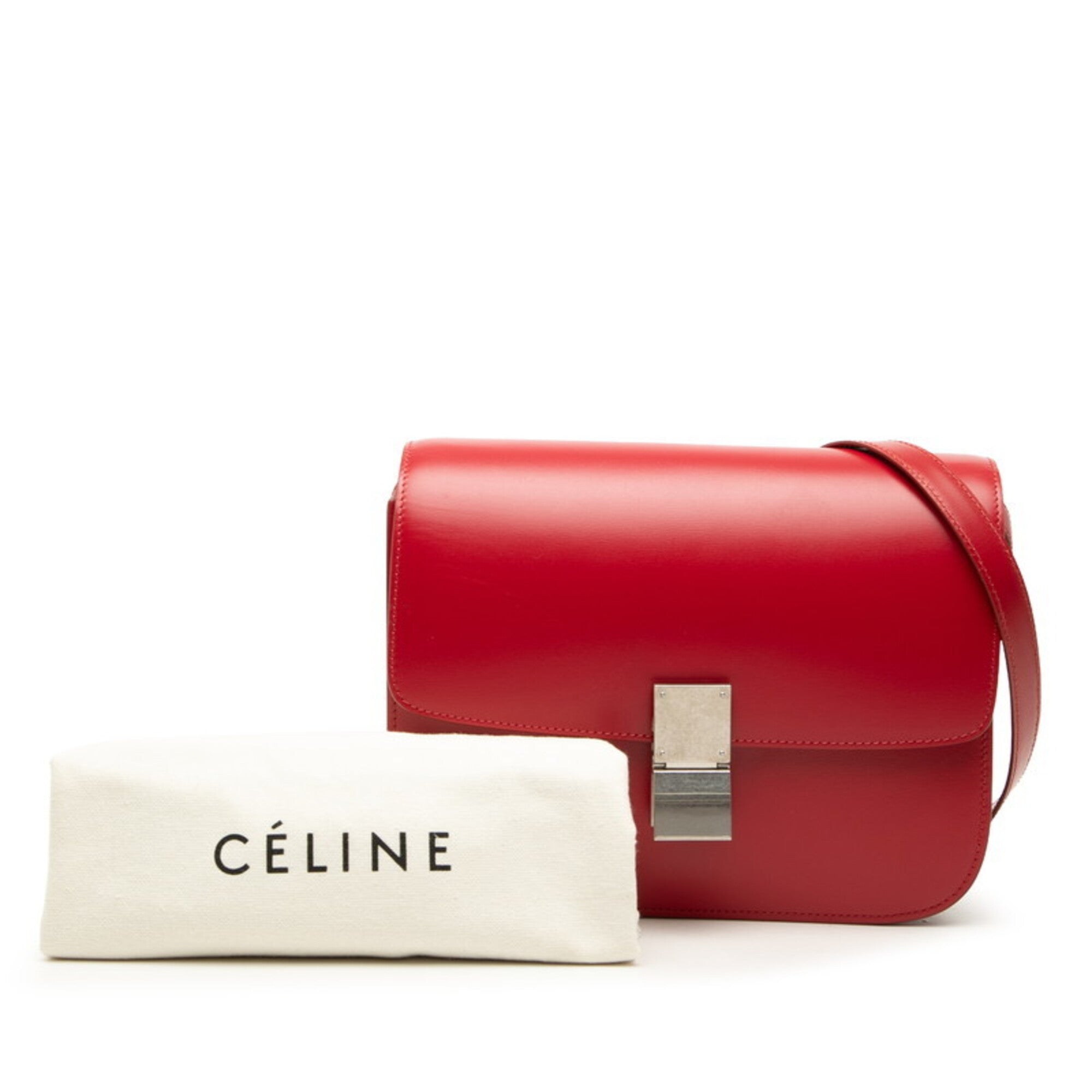 Celine Red Color Leather Shoulder Bag (Pre-Owned)