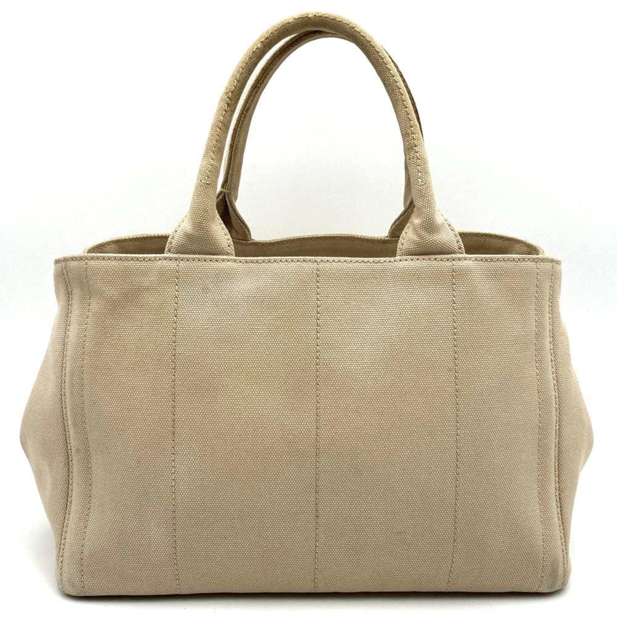 Prada Beige Ivory Canvas Handbag Tote Bag (Pre-Owned)