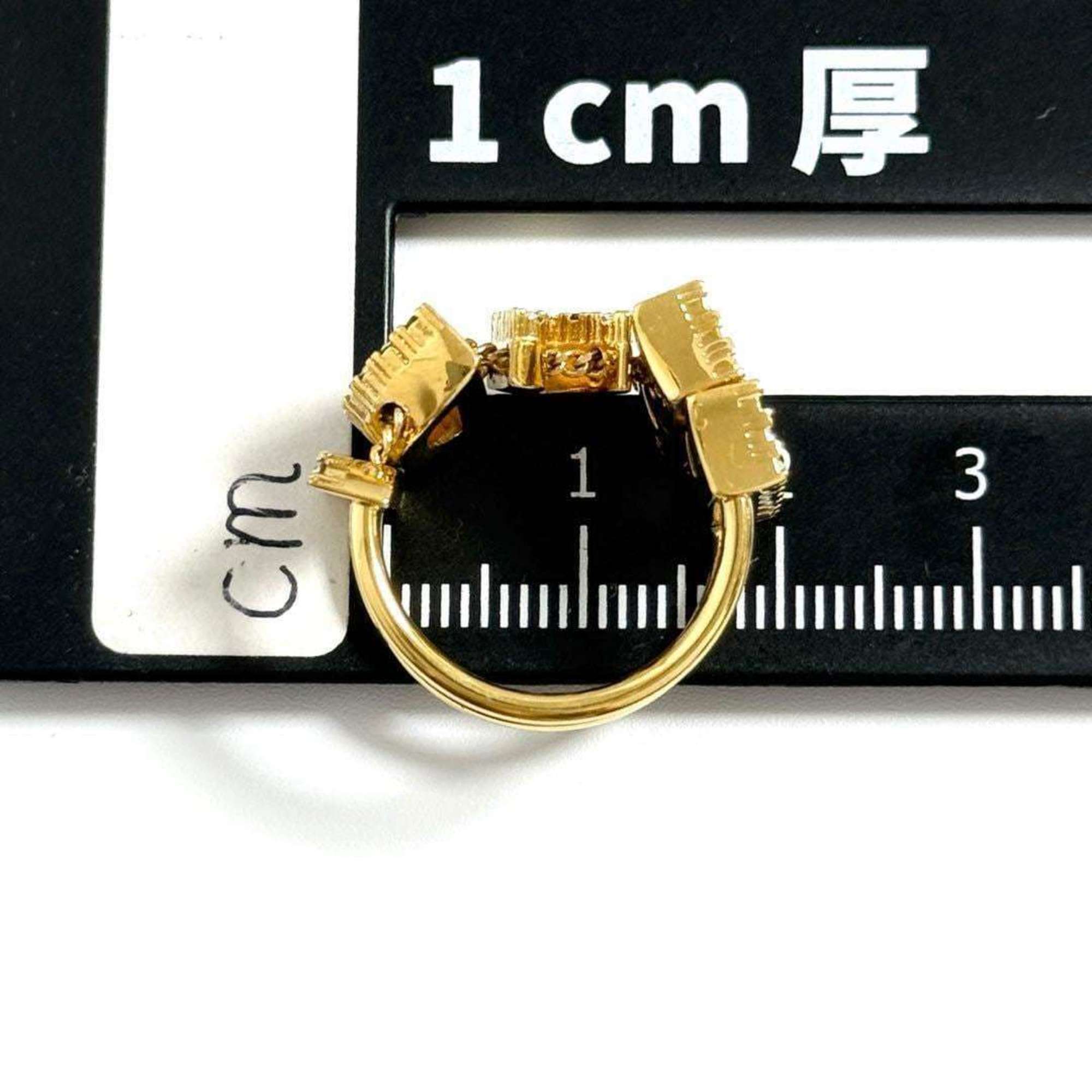 Fendi Metal Rhinestone Band Ring (Pre-Owned)