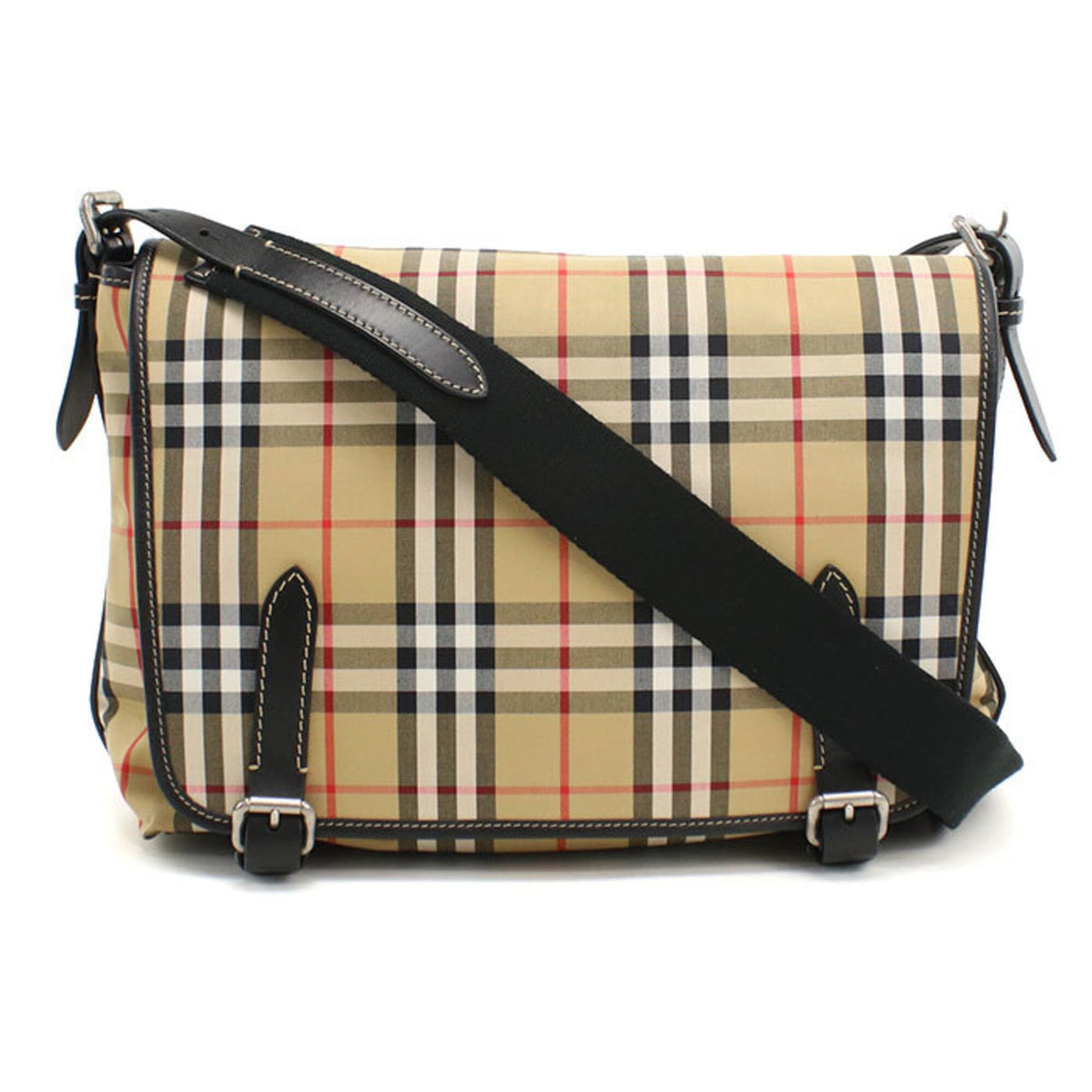 Burberry Beige Canvas Messenger Bag Shoulder Bag (Pre-Owned)