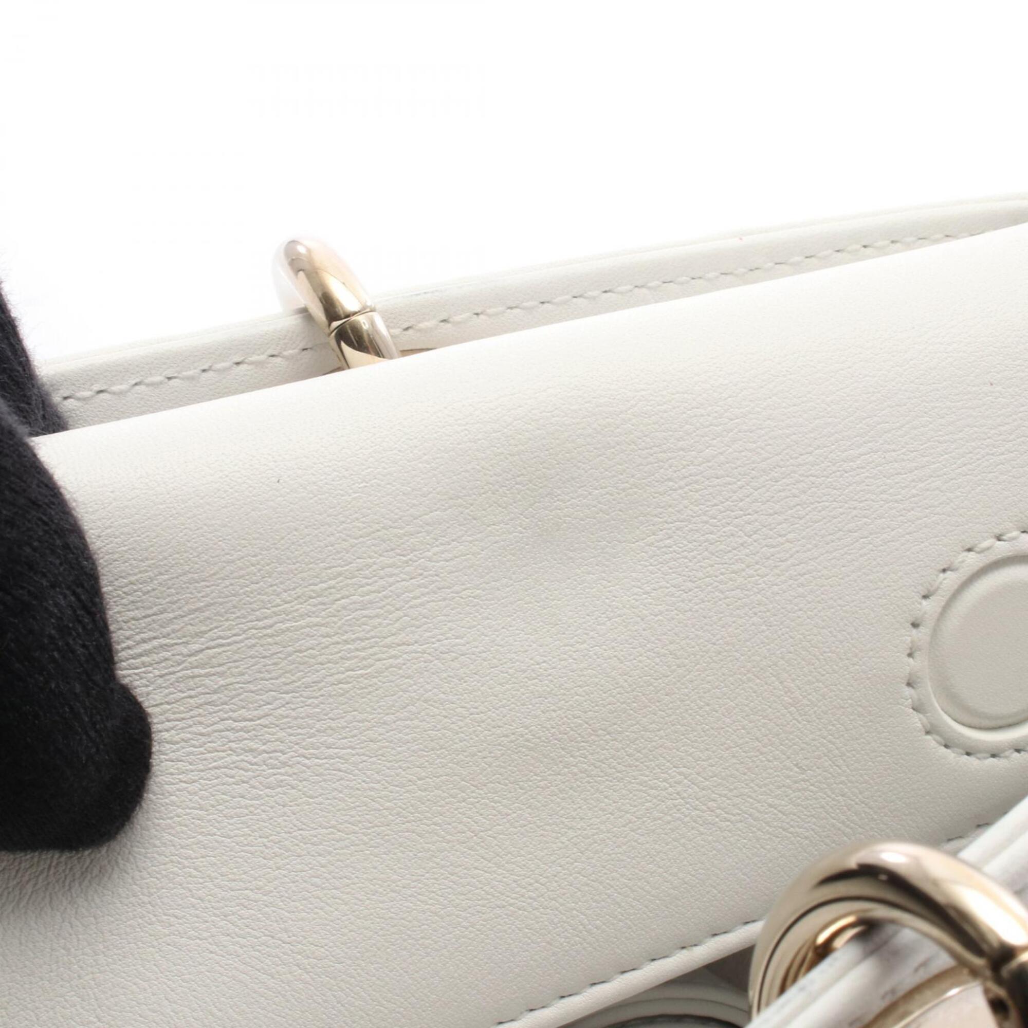Christian Dior Orange White Leather Handbag (Pre-Owned)