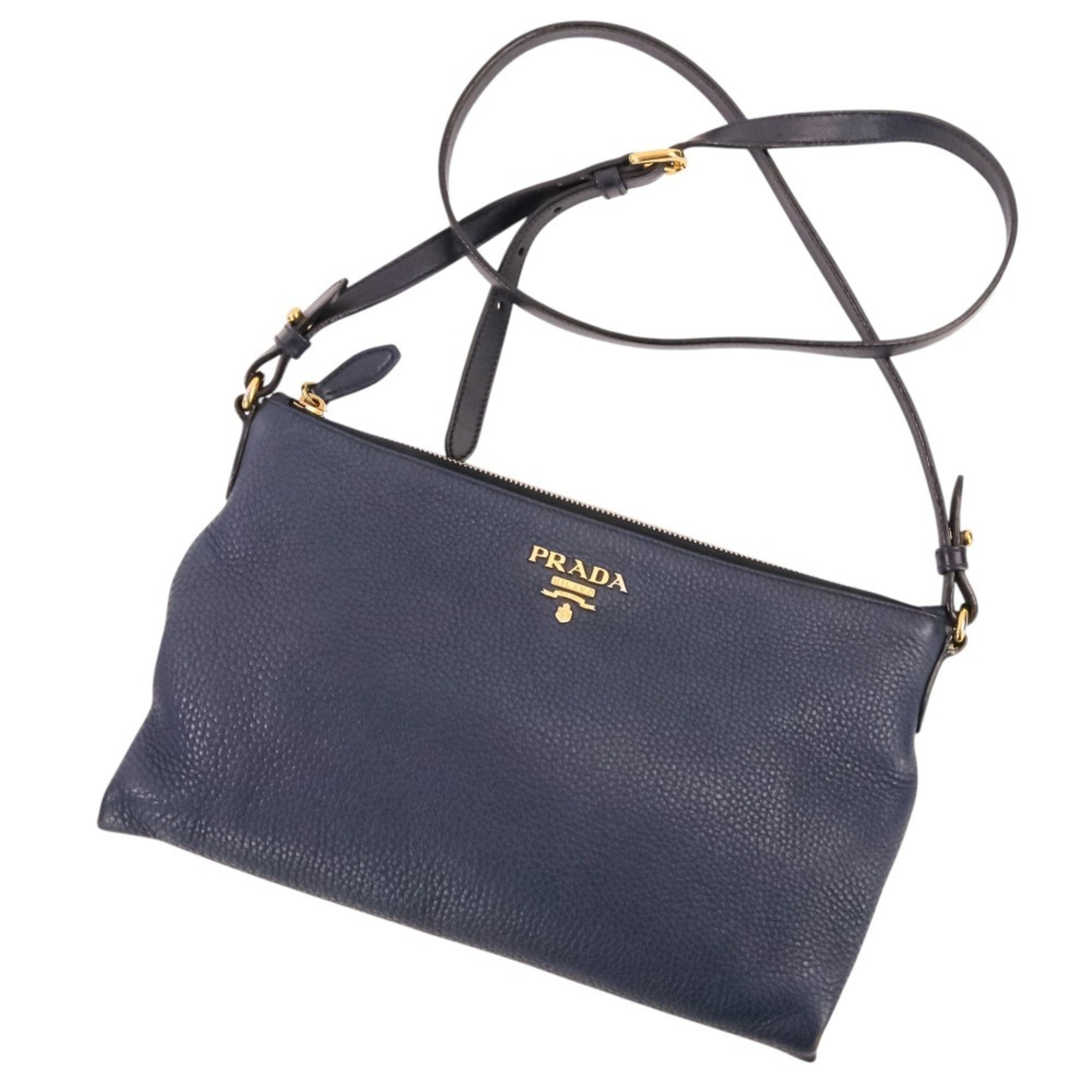 Prada Navy Leather Shoulder Bag (Pre-Owned)