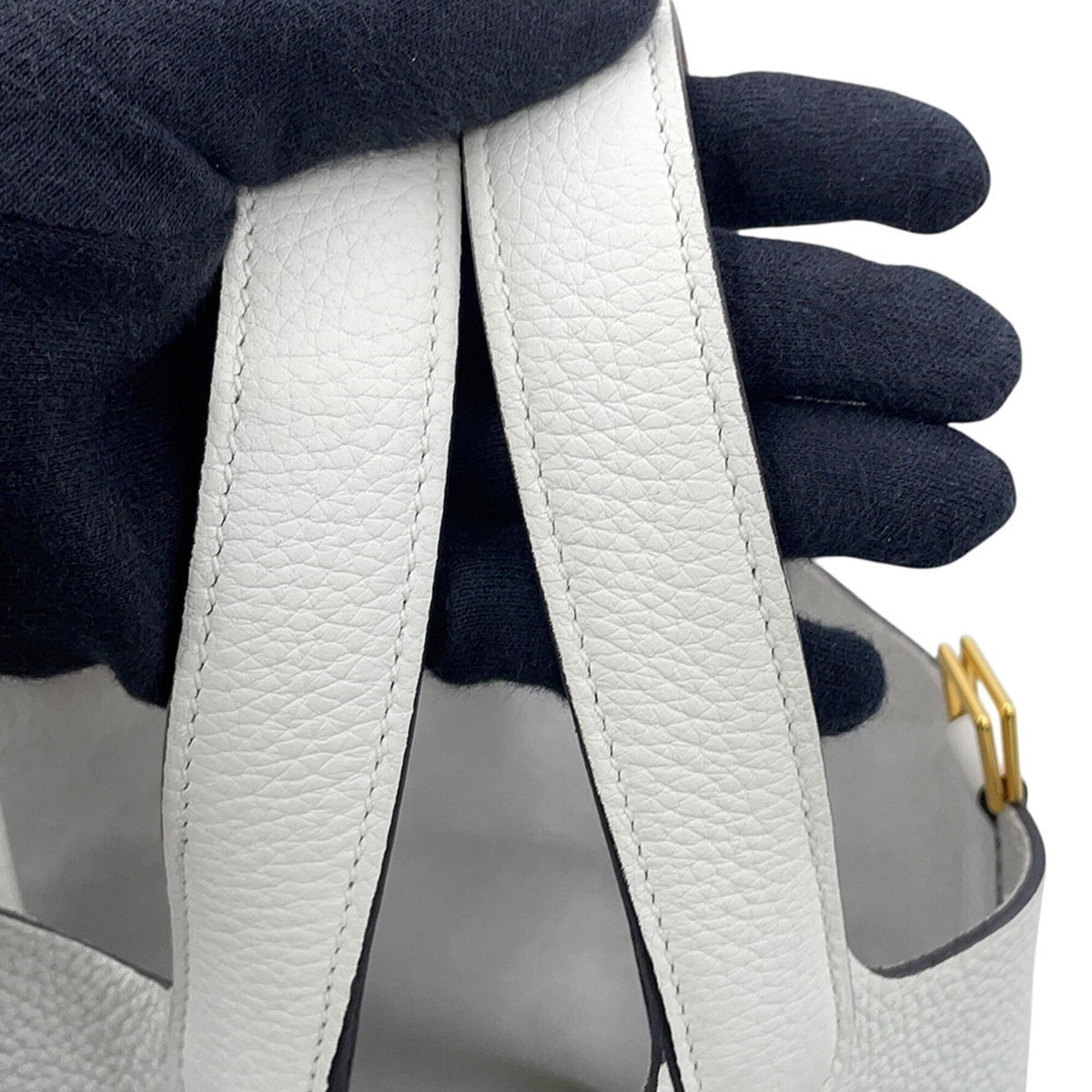 Hermes Picotin White Taurillon Clemence Leather Swift Leather Handbag (Pre-Owned)