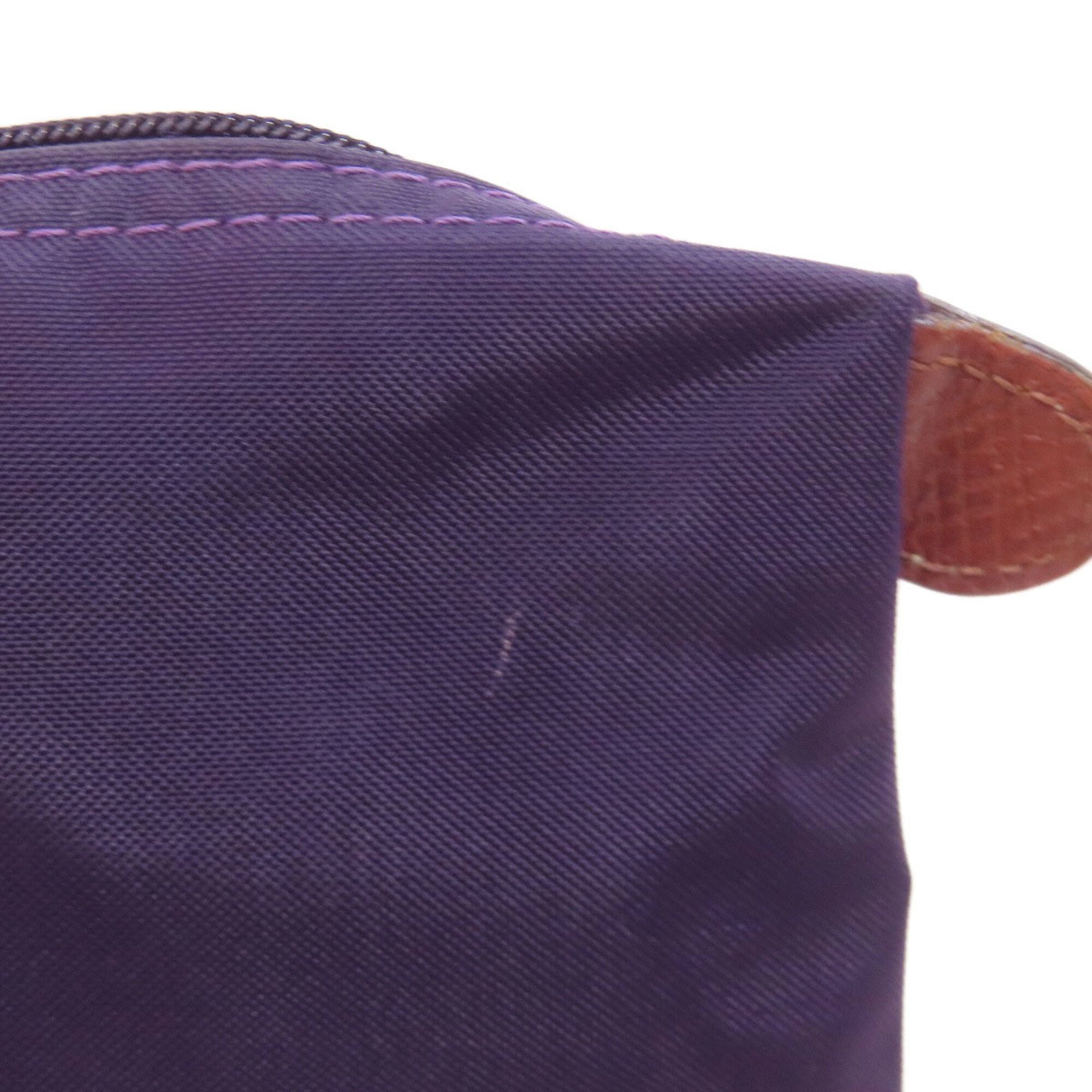 Longchamp Le Pliage Brown Purple Nylon Handbag (Pre-Owned)
